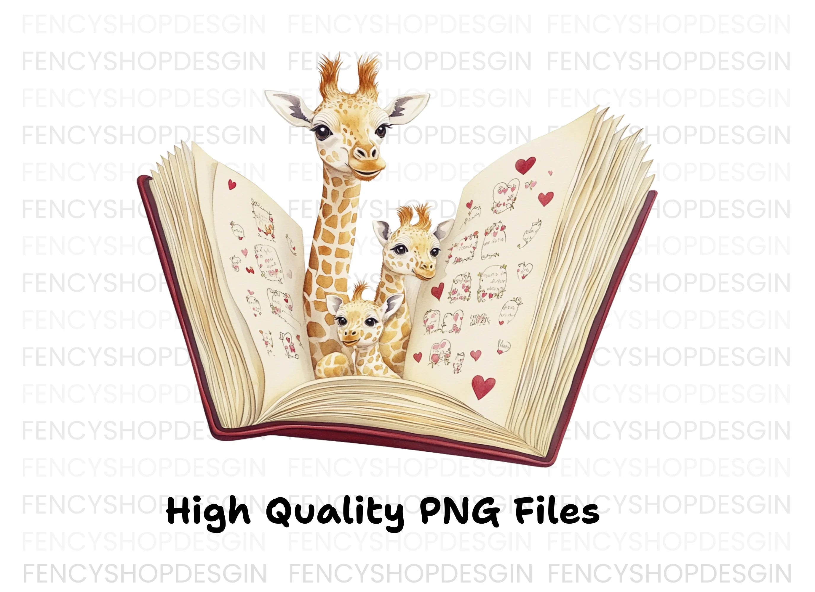 Giraffe Family Pop Up Book Clipart Bundle