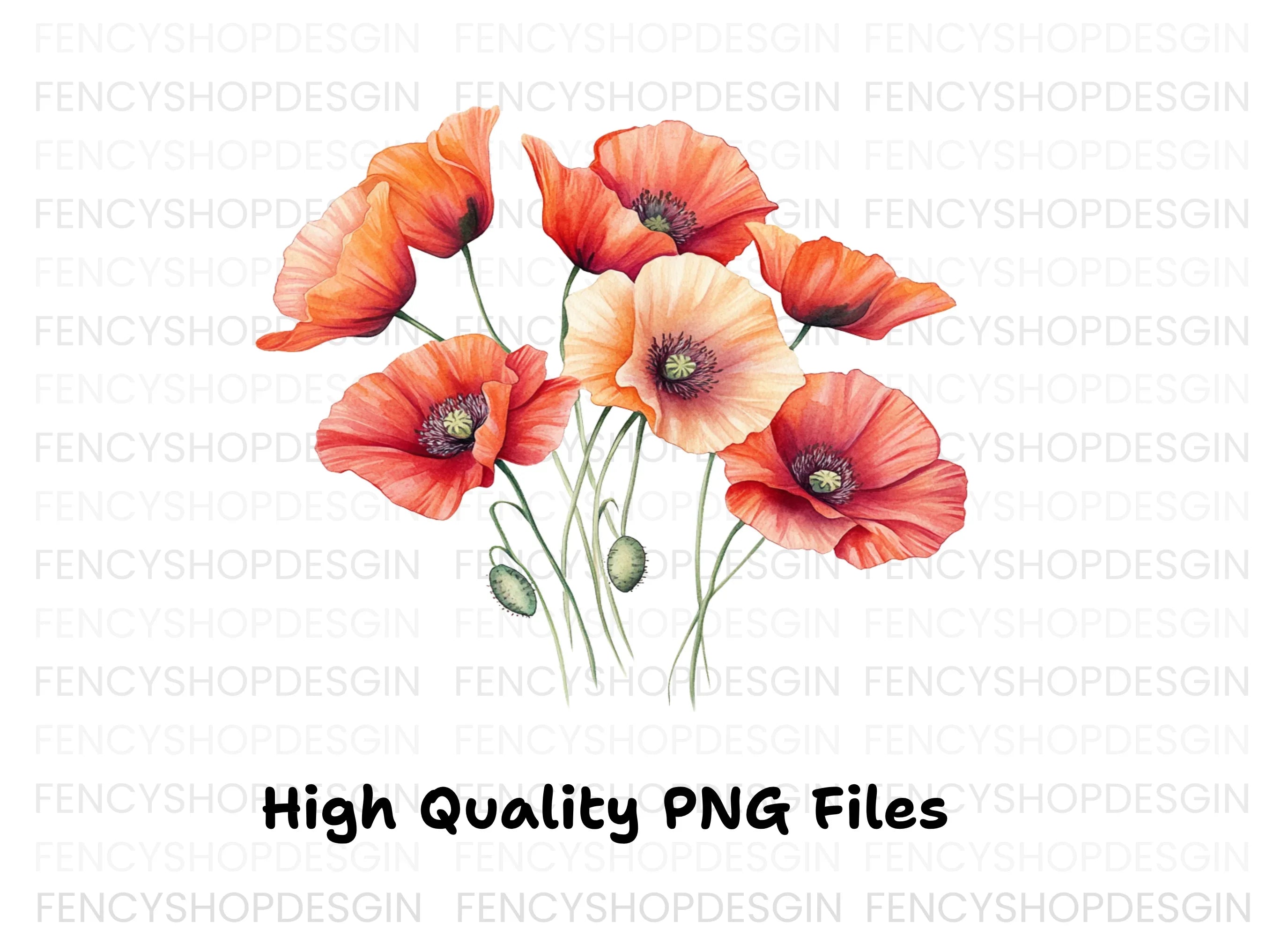 Poppy Flower Clipart Bundle
