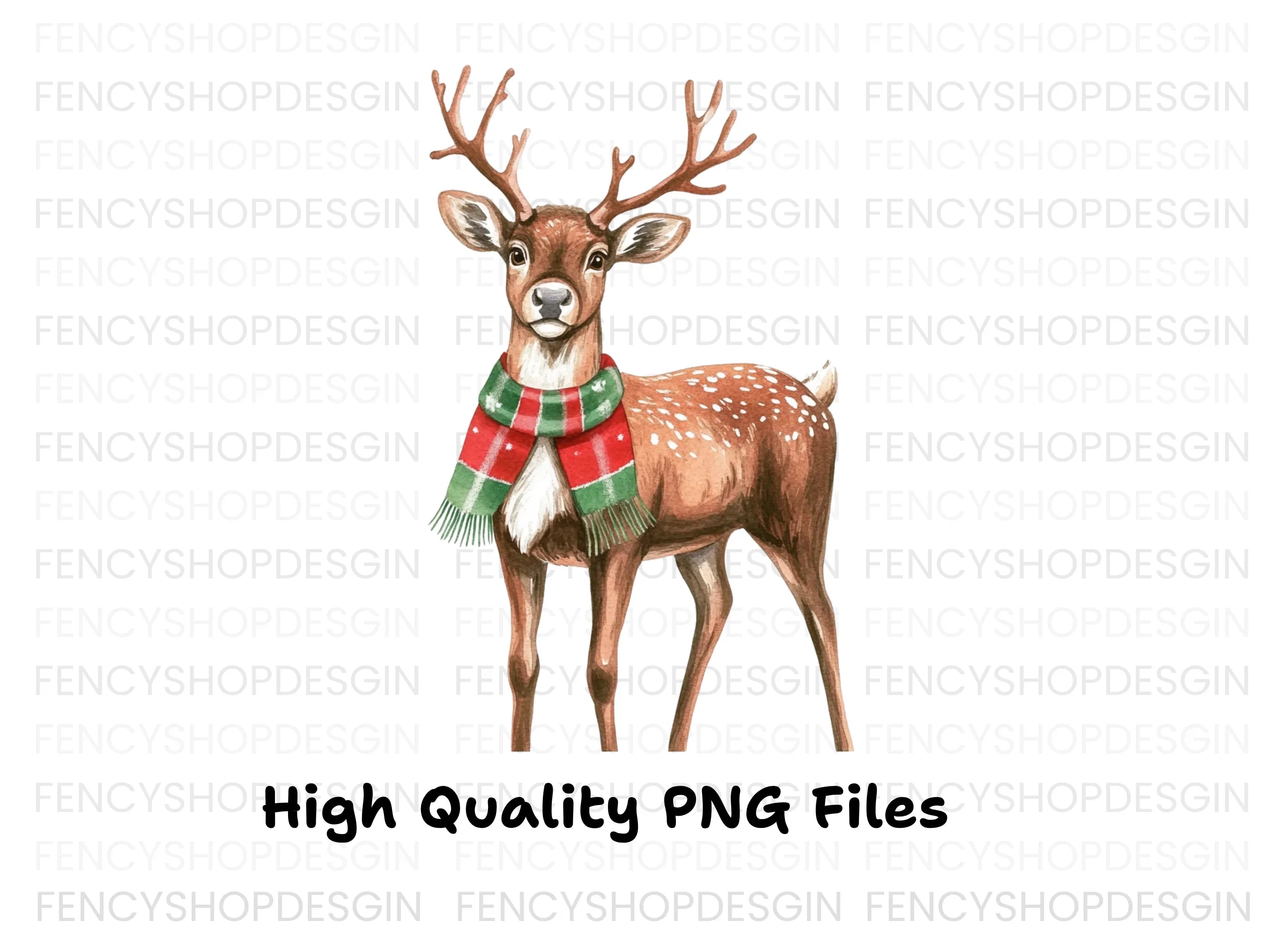 Christmas Reindeer with Scarves Clipart Bundle