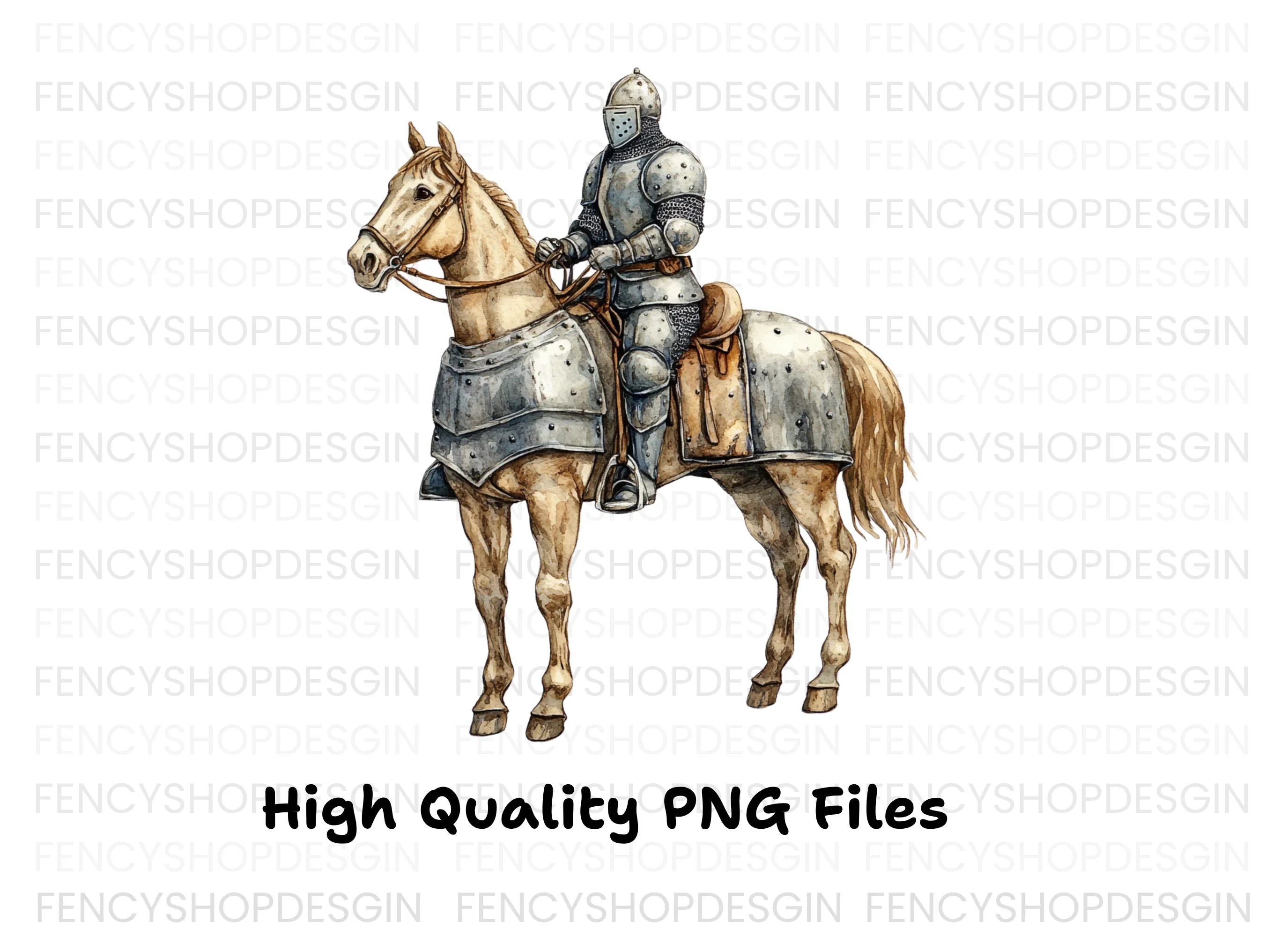 Medieval Knights on Horseback Clipart Bundle