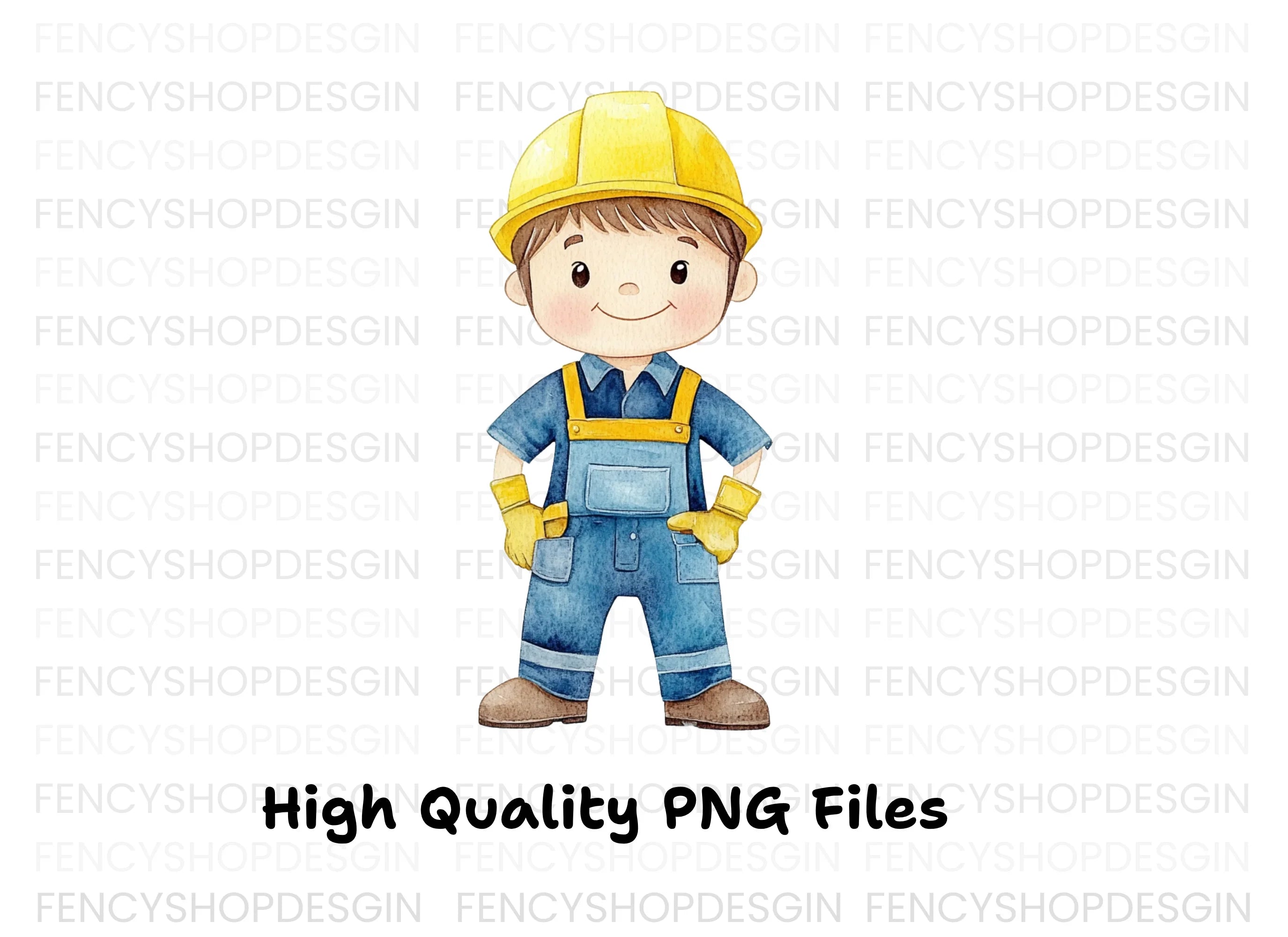 Cute Construction Worker Clipart Bundle