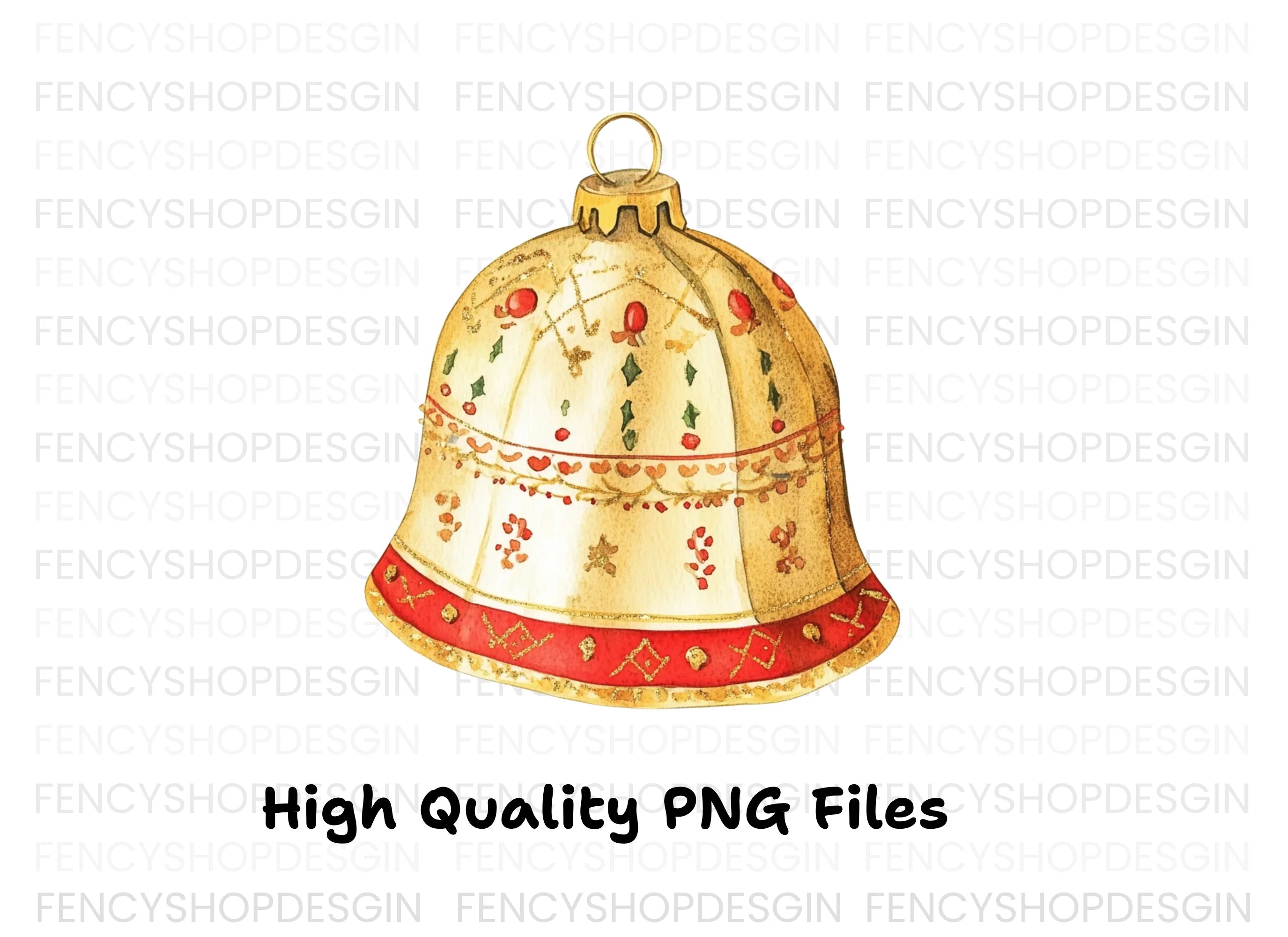 Elegant Golden Christmas Bell Clipart Bundle