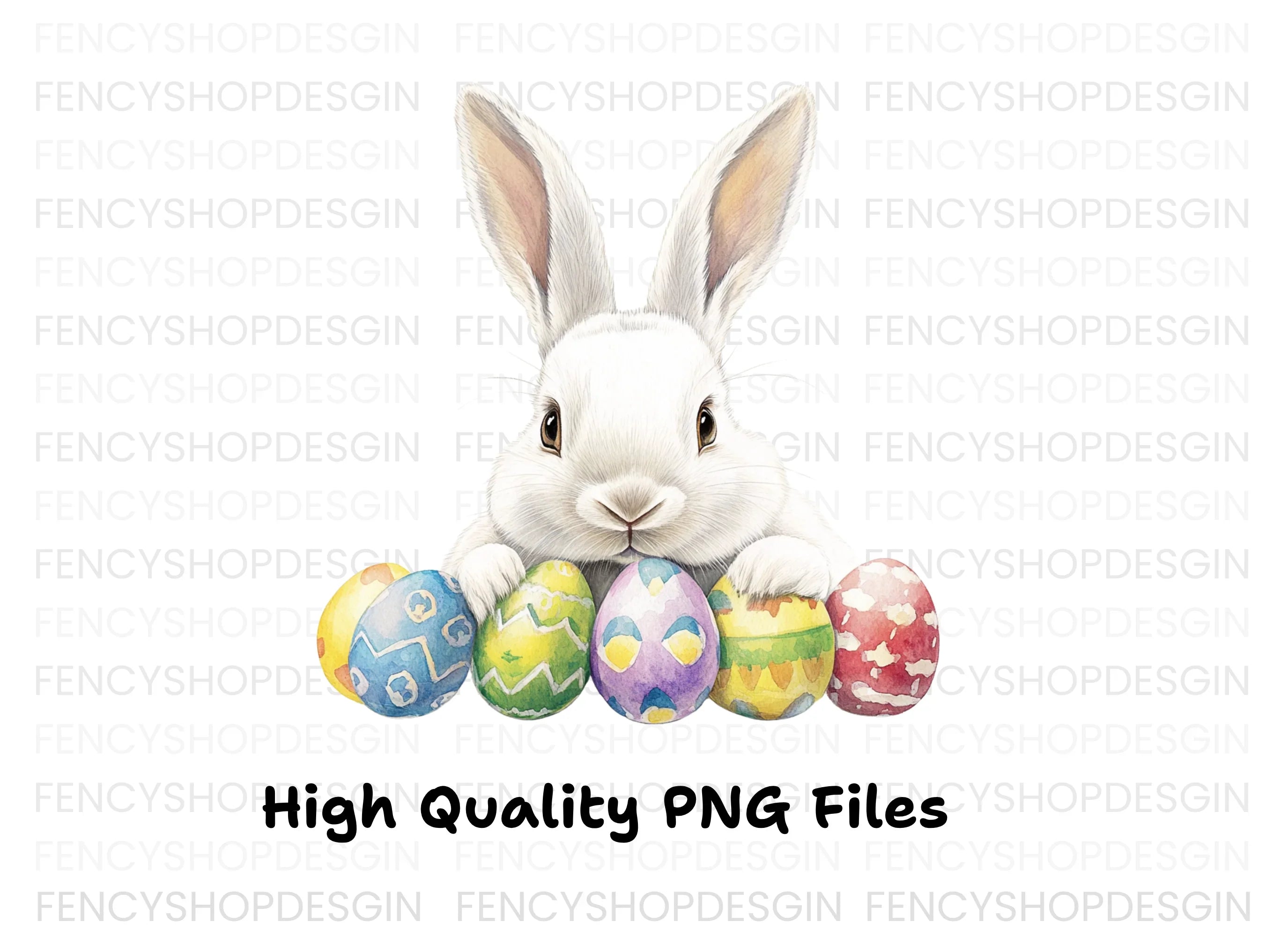Cute White Easter Bunny Clipart Bundle