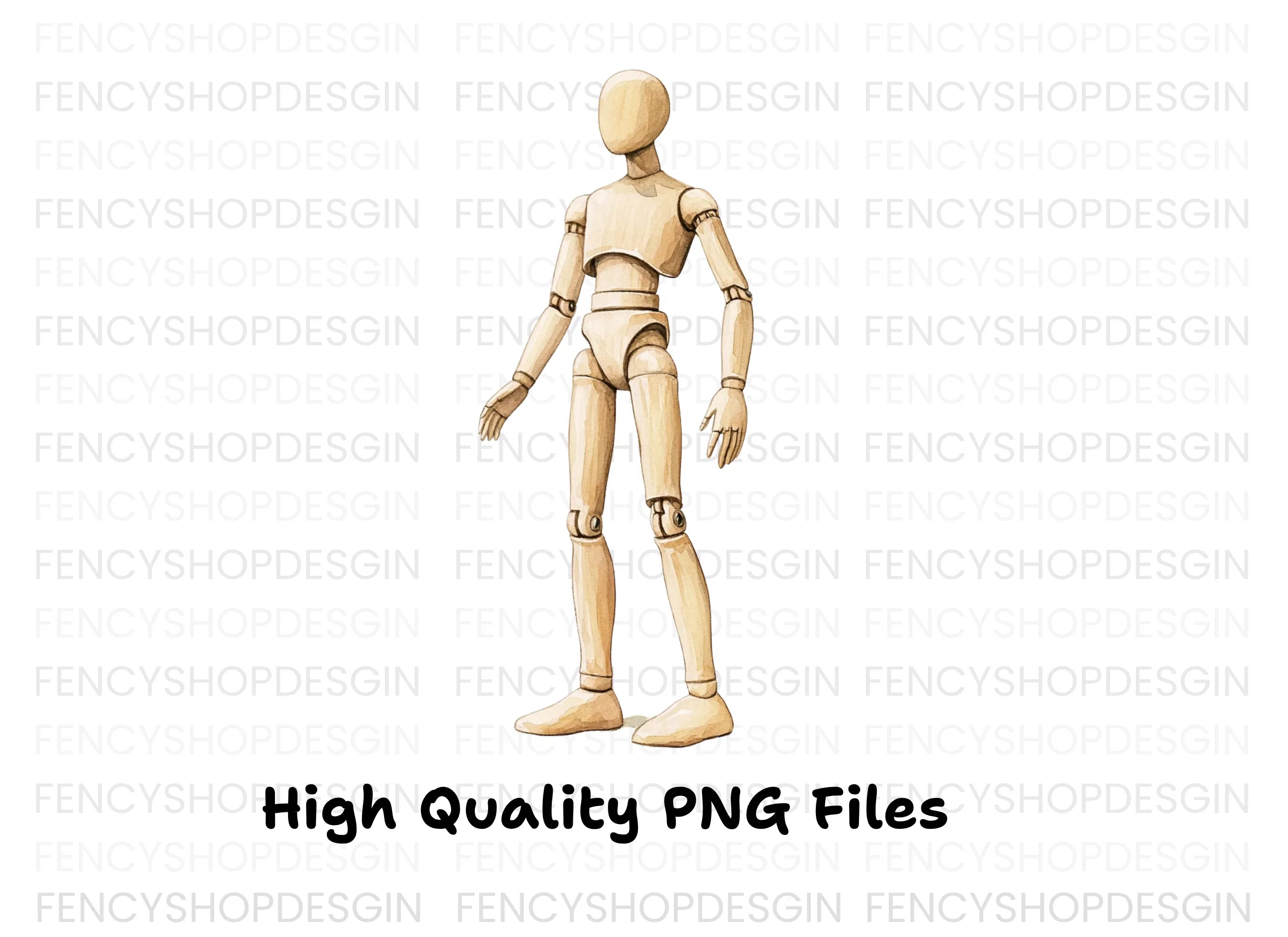 Wooden Mannequin Pose Figure Clipart Bundle