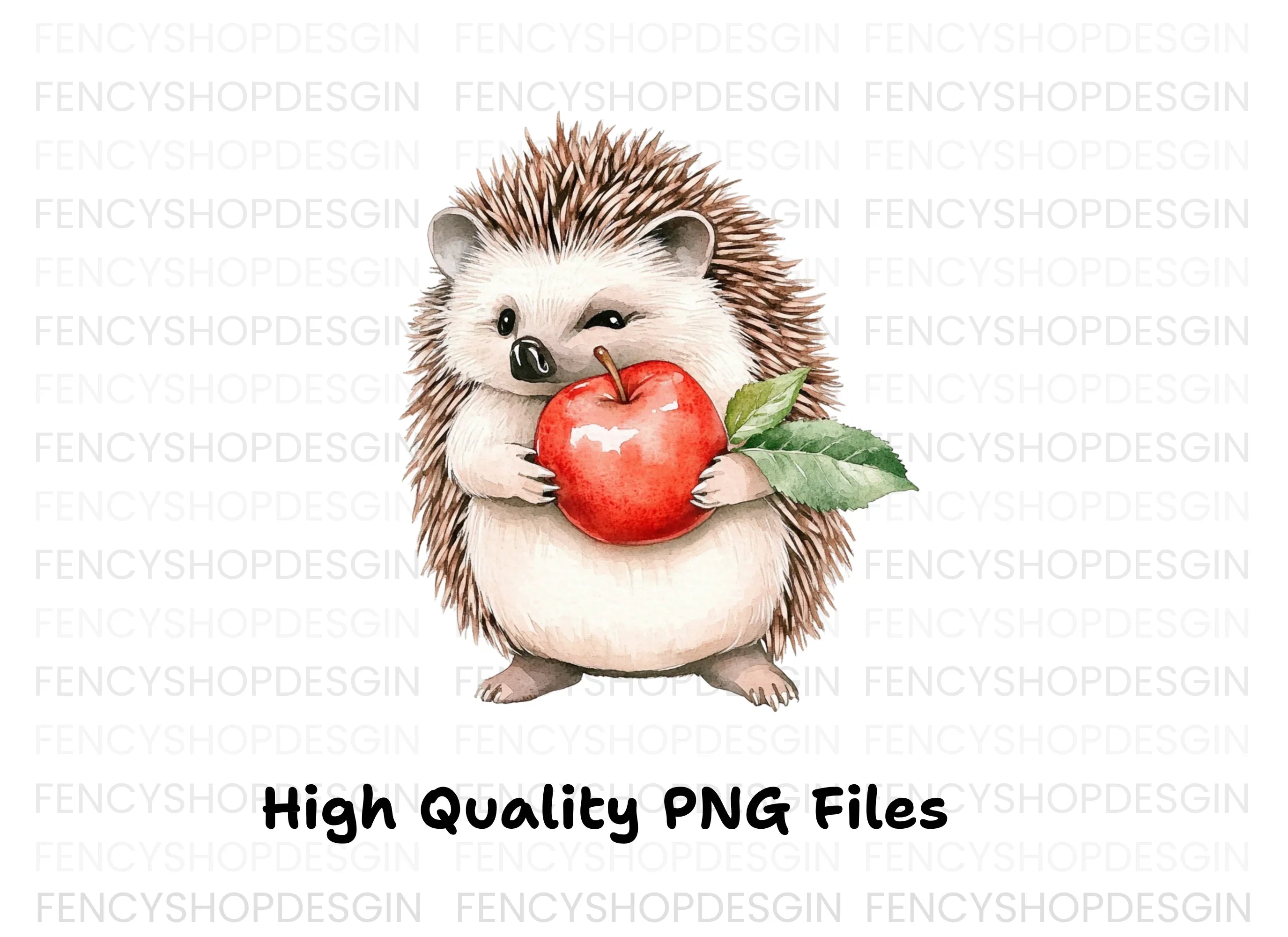 Hedgehog and Apple Clipart Bundle