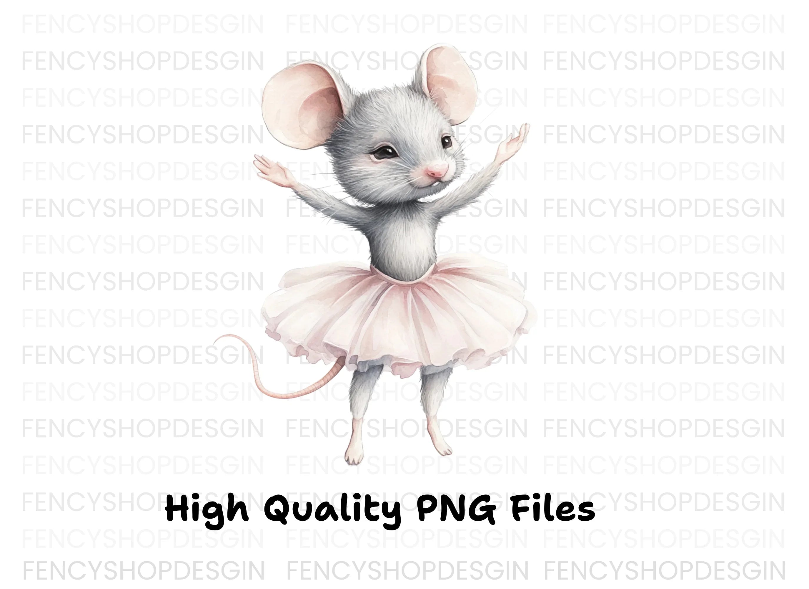 Twin Grey Ballerina Mice Clipart Bundle