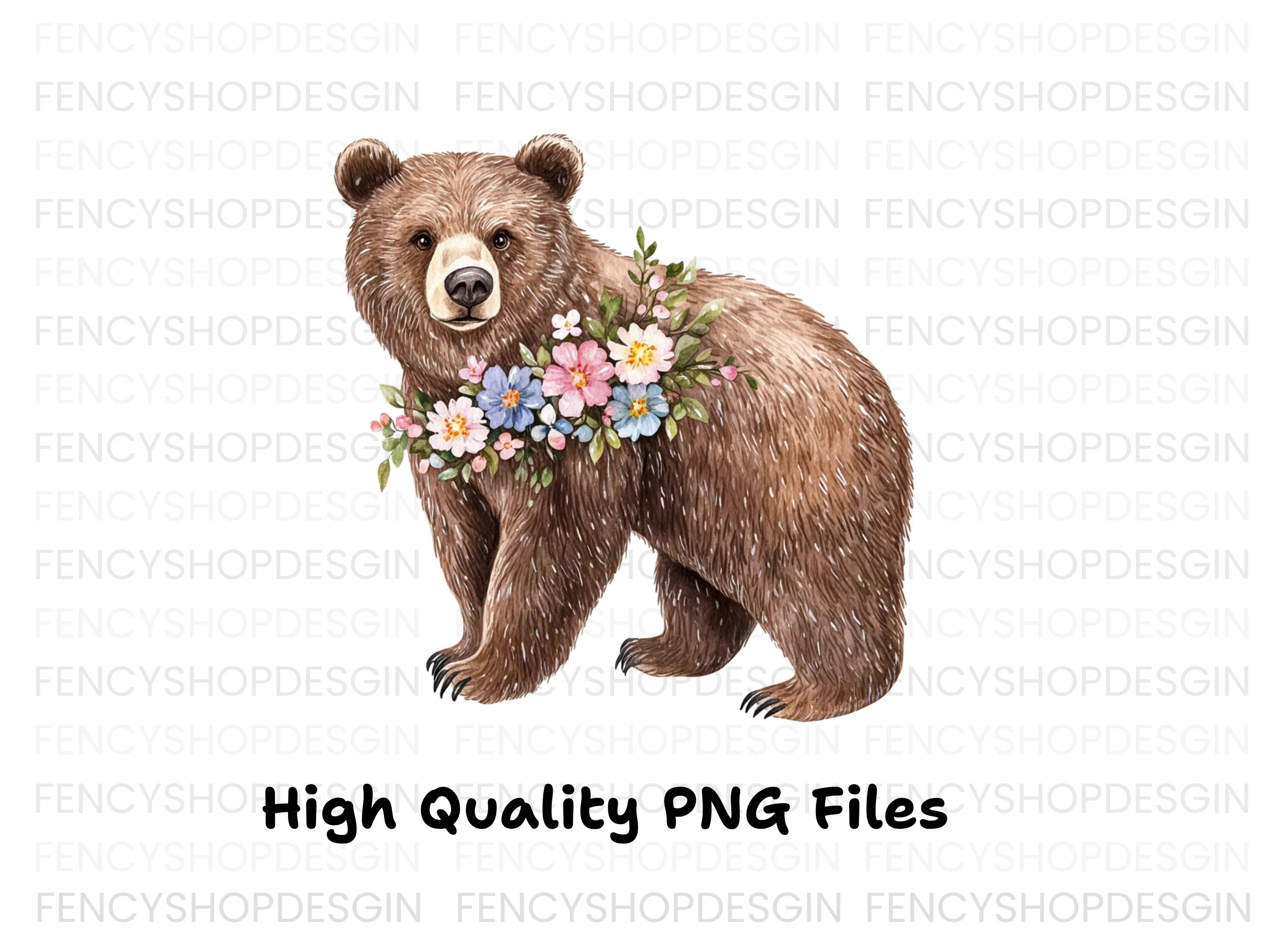 Floral Bear Clipart Bundle