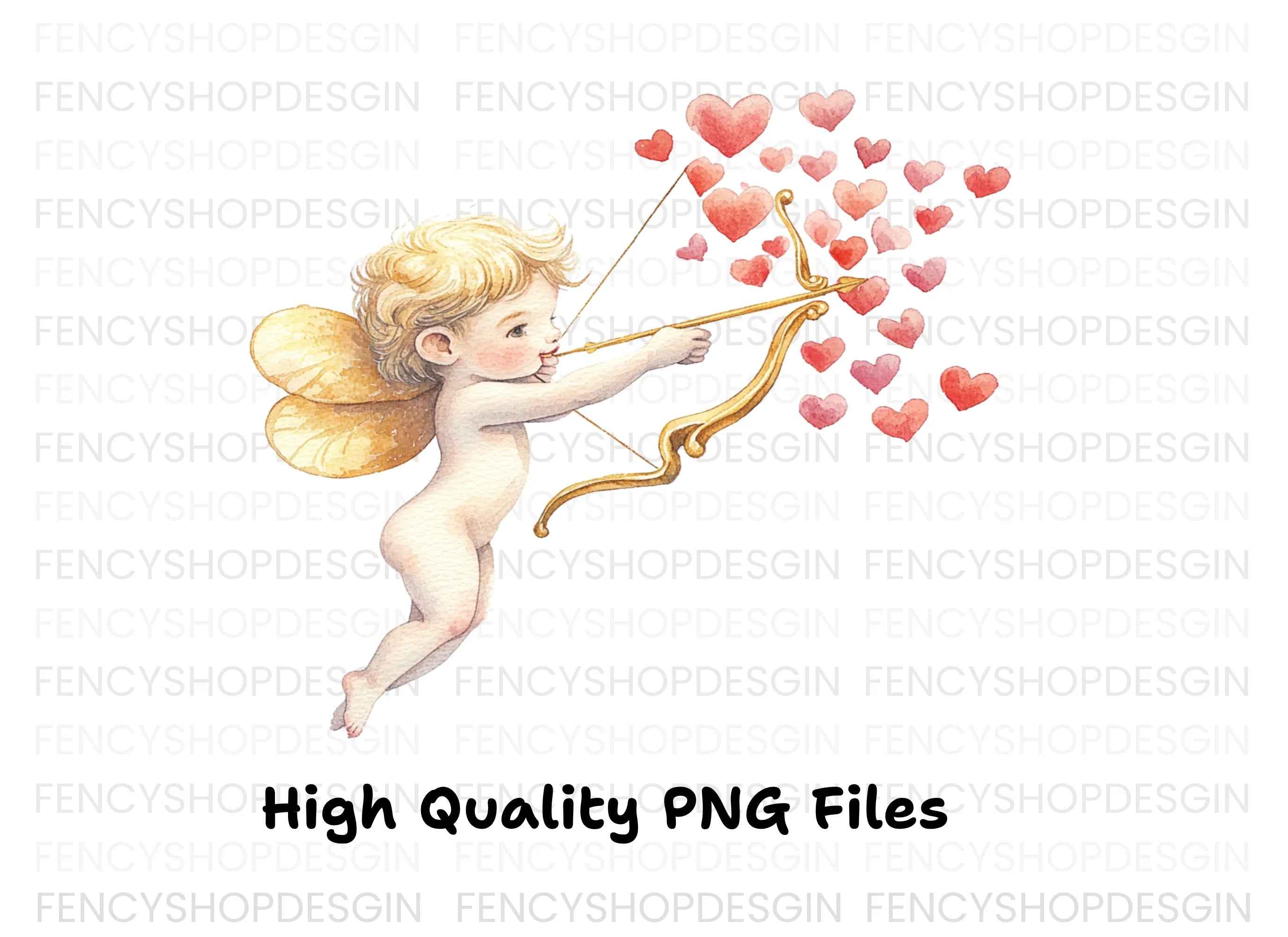 Charming Cupid Shooting Heart Arrows Clipart Bundle
