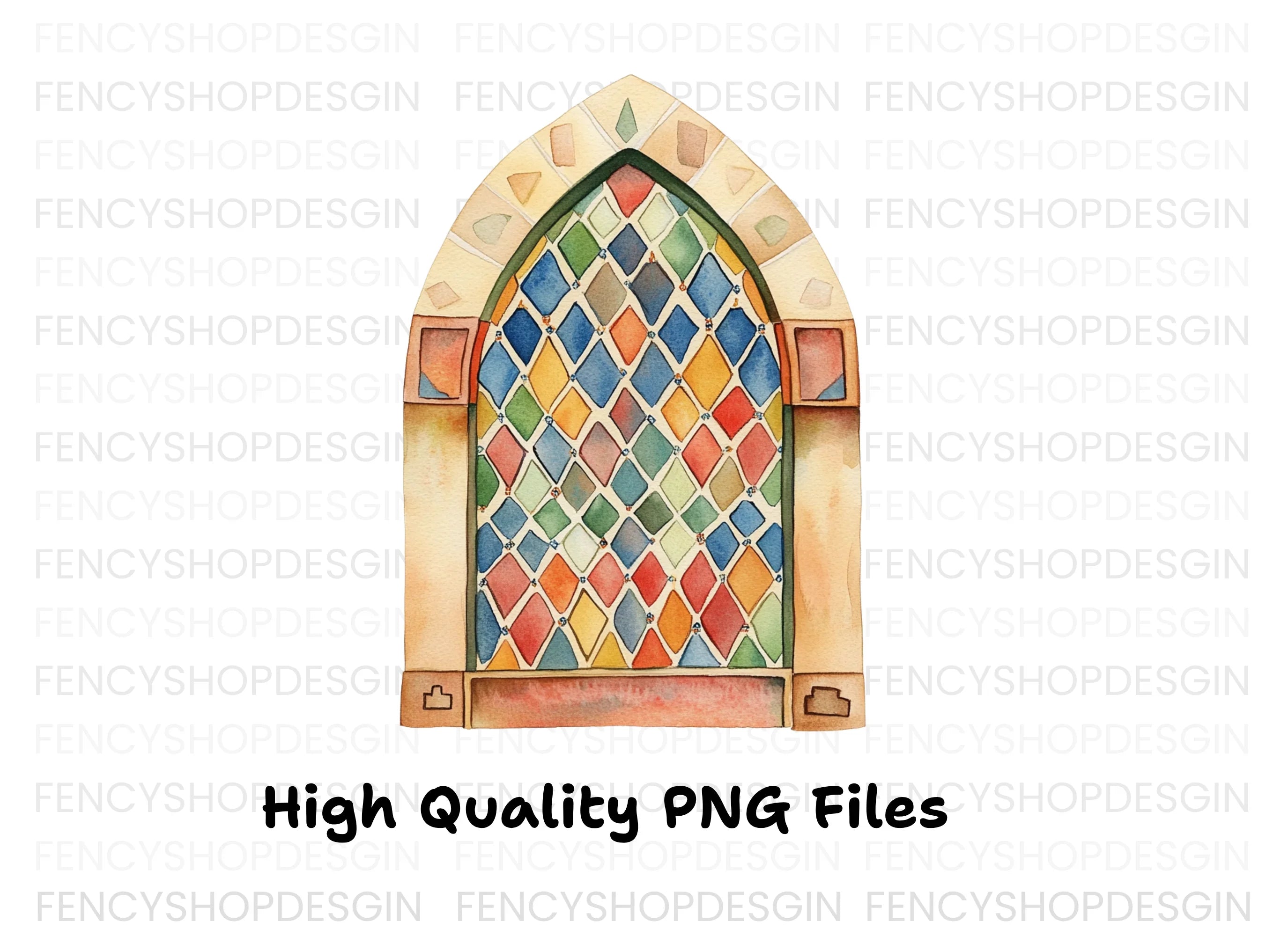 Gothic Stained Glass Window Clipart Bundle