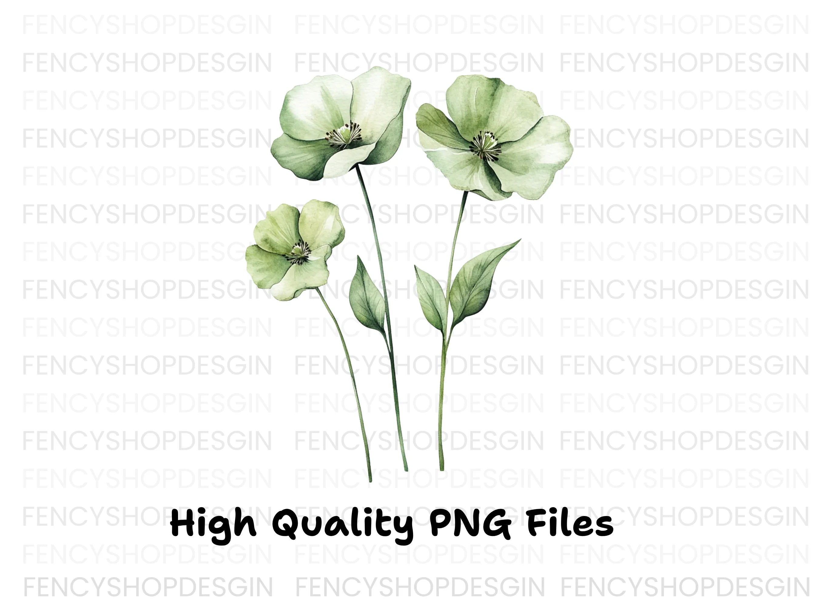 Green Floral Clipart Bundle