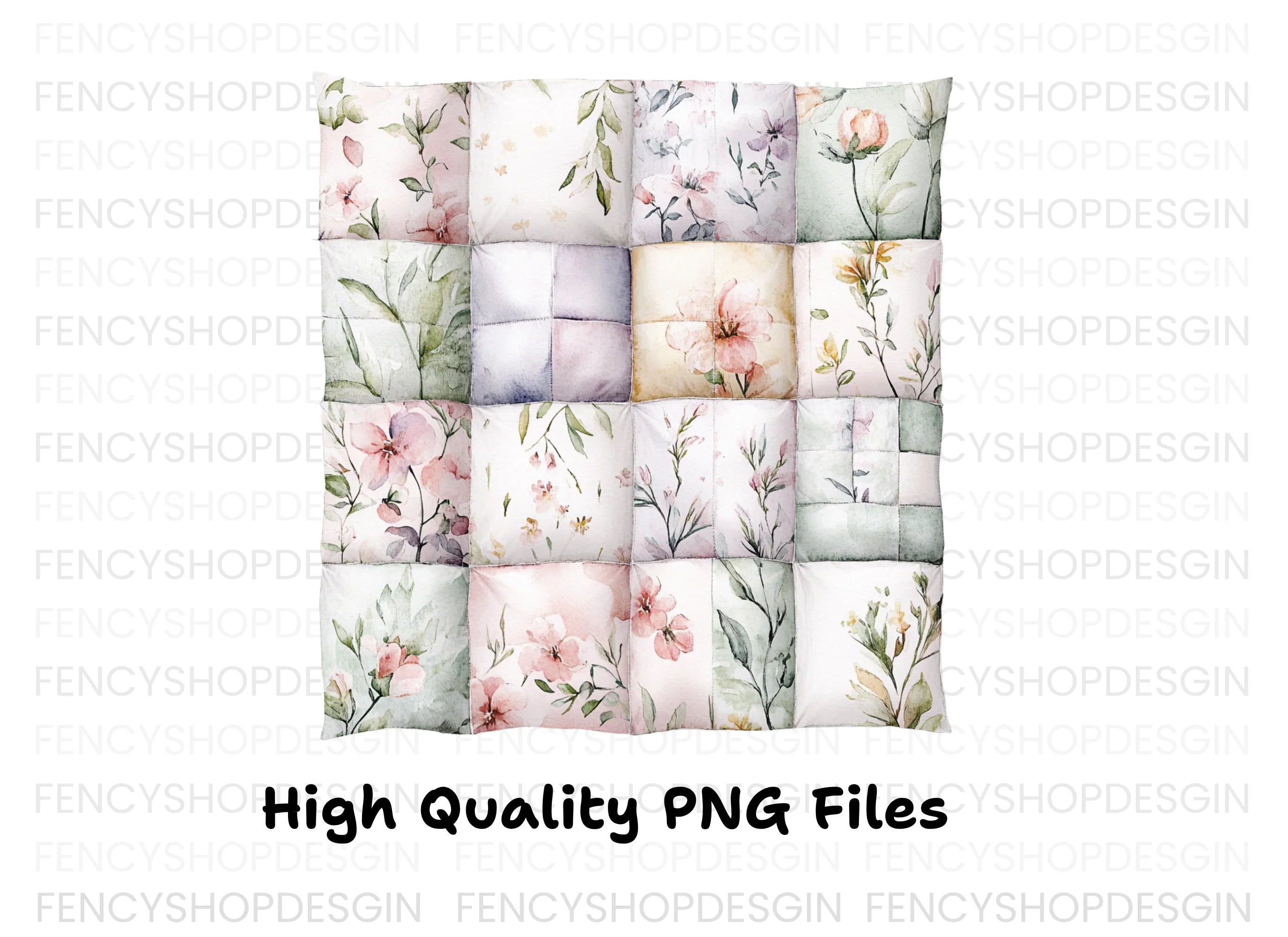 Seamless Floral Quilt Pattern Clipart Bundle