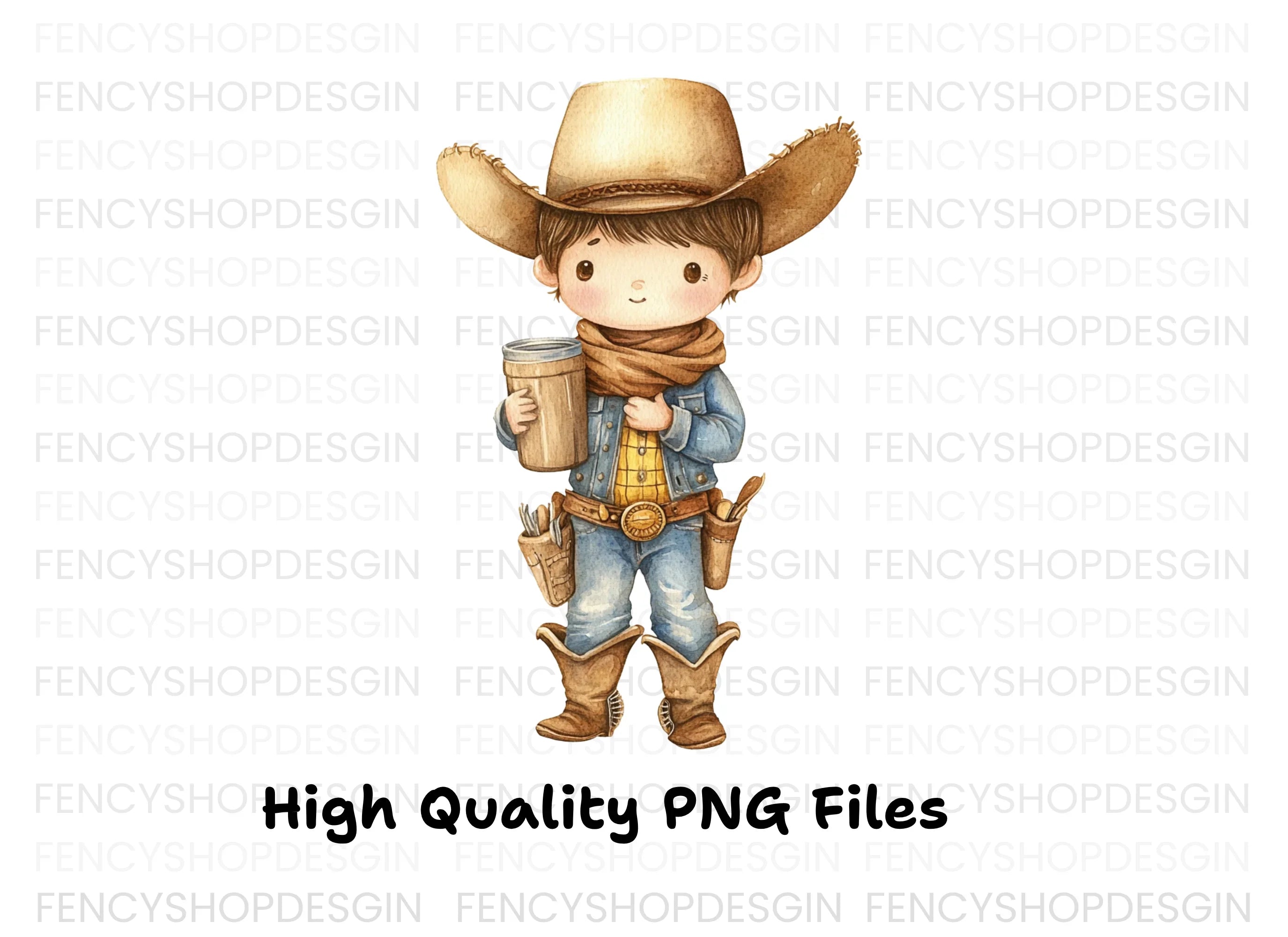 Cute Cowboy Kids Clipart Bundle