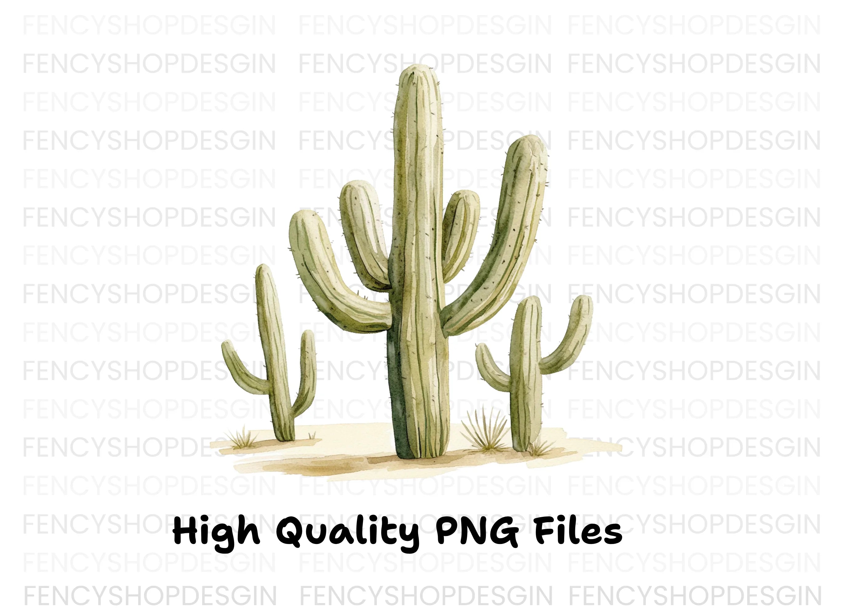 Tall Saguaro Cactus Clipart Bundle
