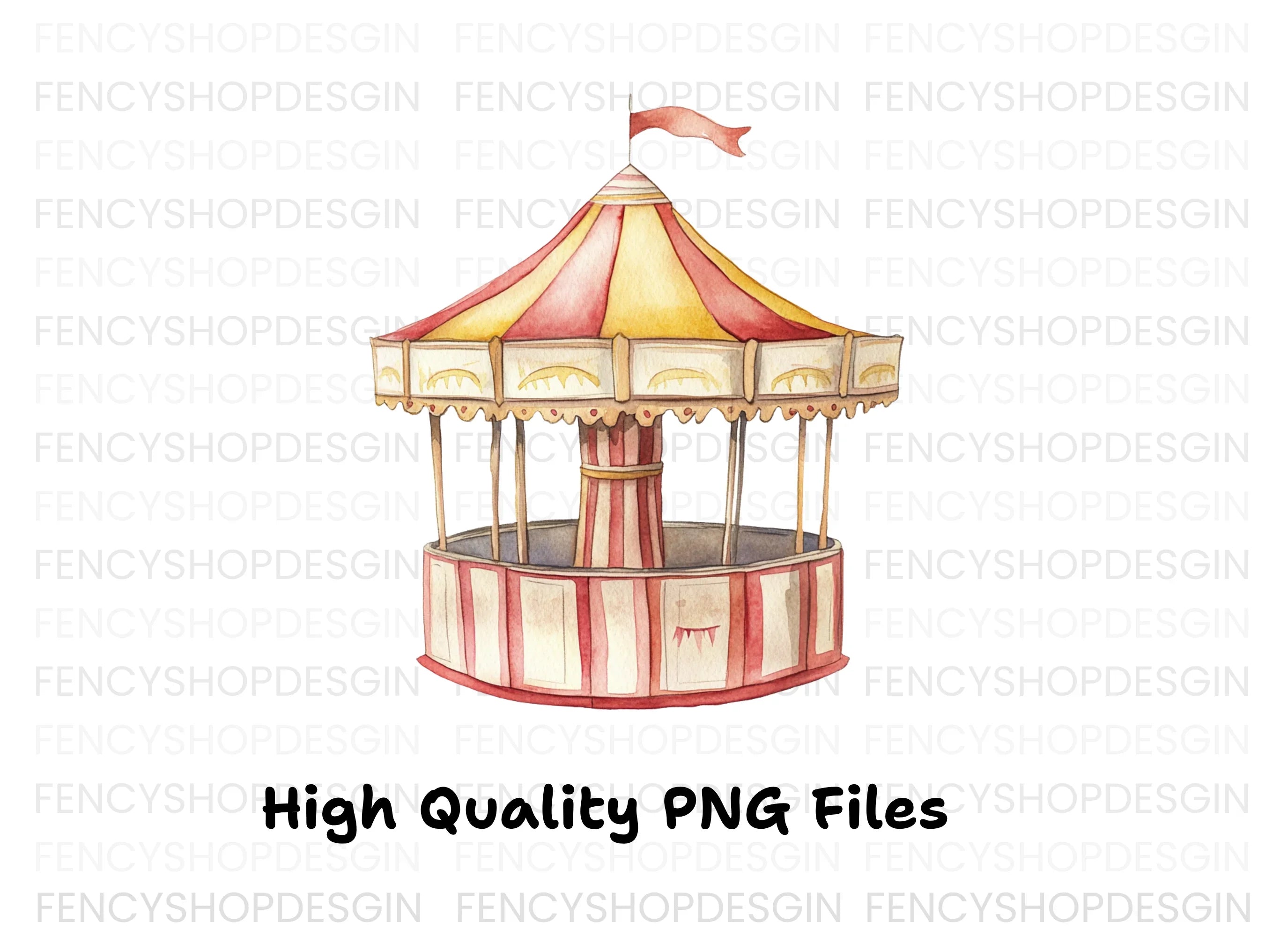 Whimsical Carnival Merry Go Round Clipart Bundle