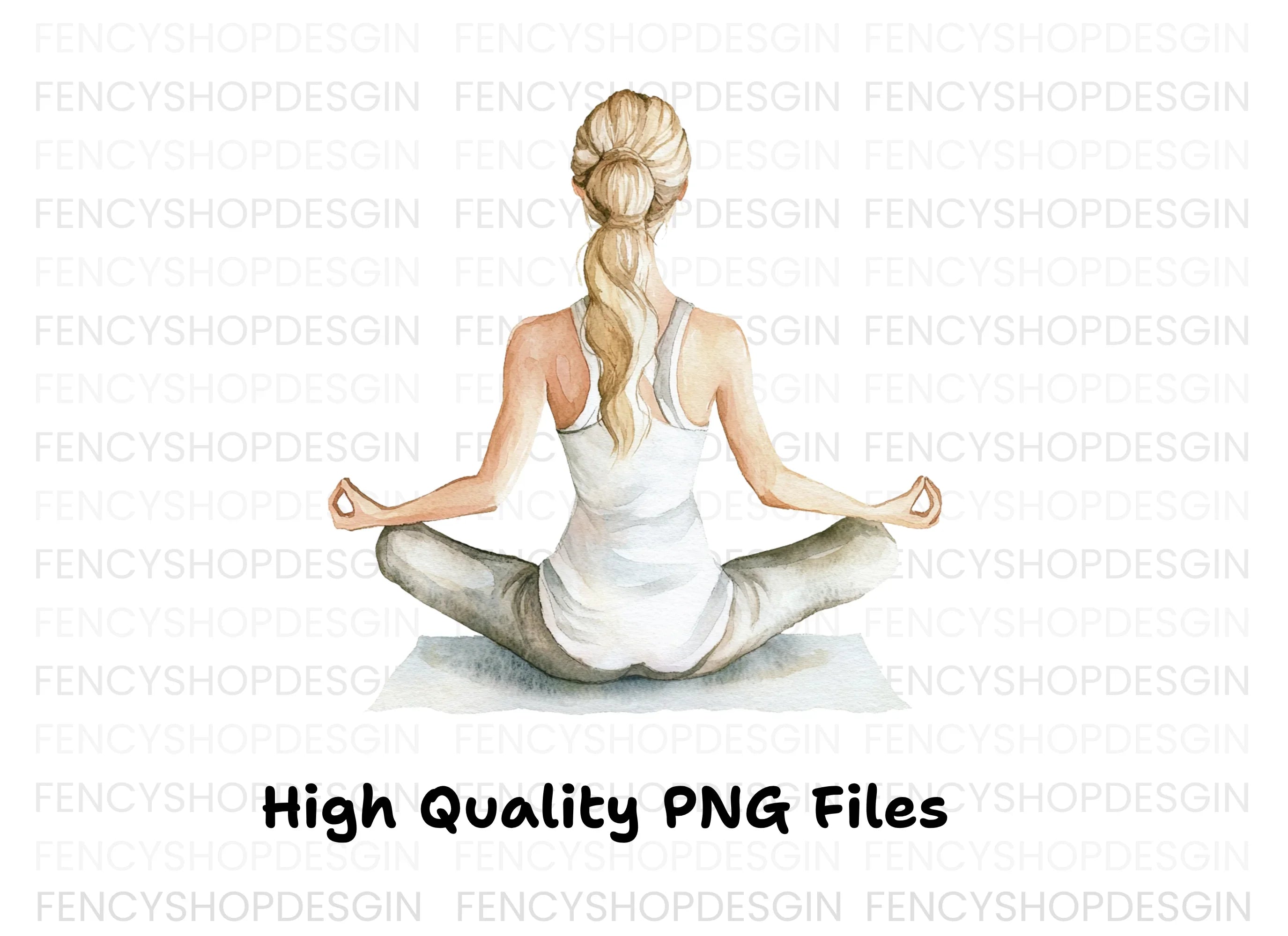 Serene Yoga Woman Pose Clipart Bundle