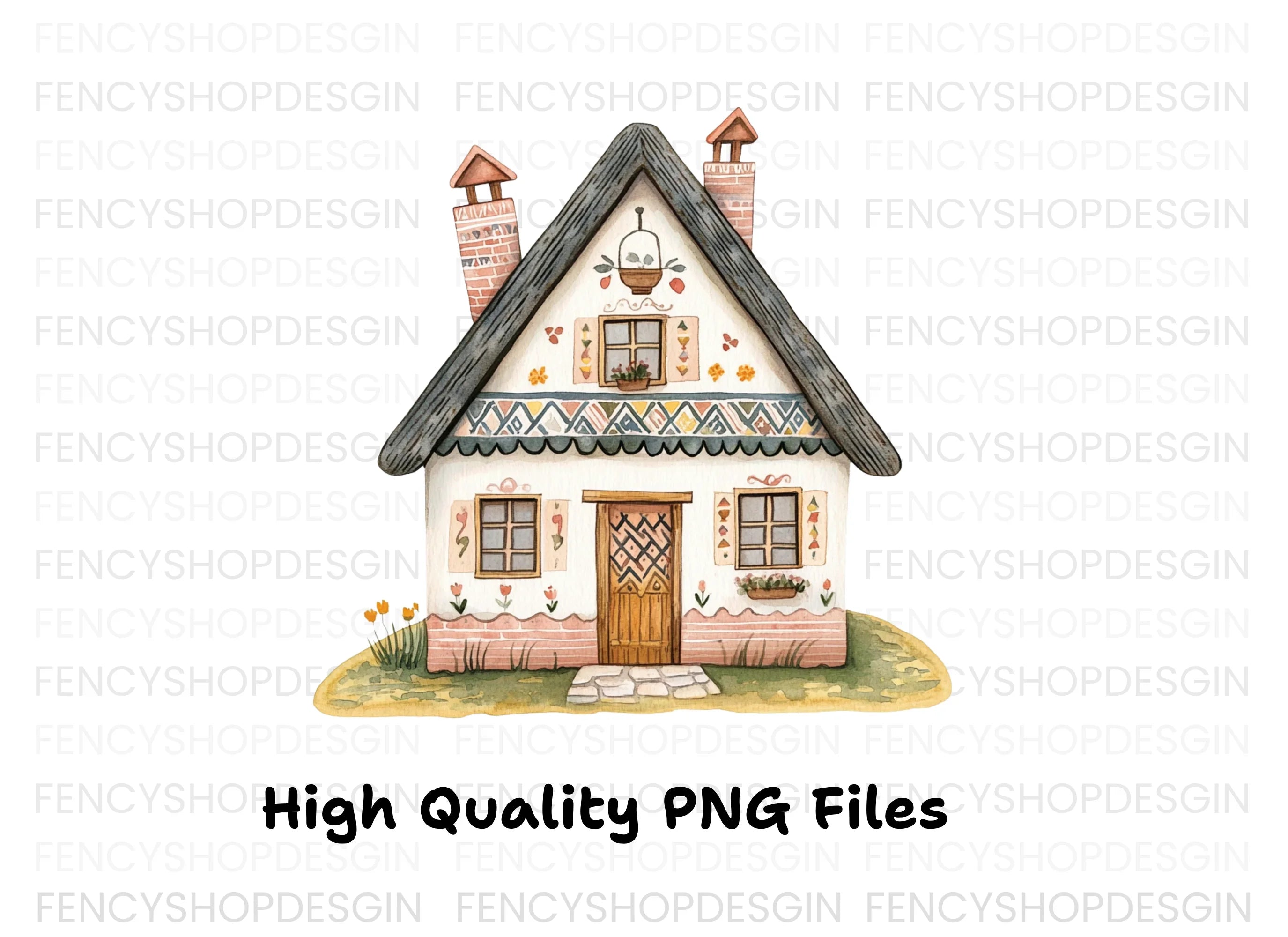 Charming Folk House Clipart Bundle