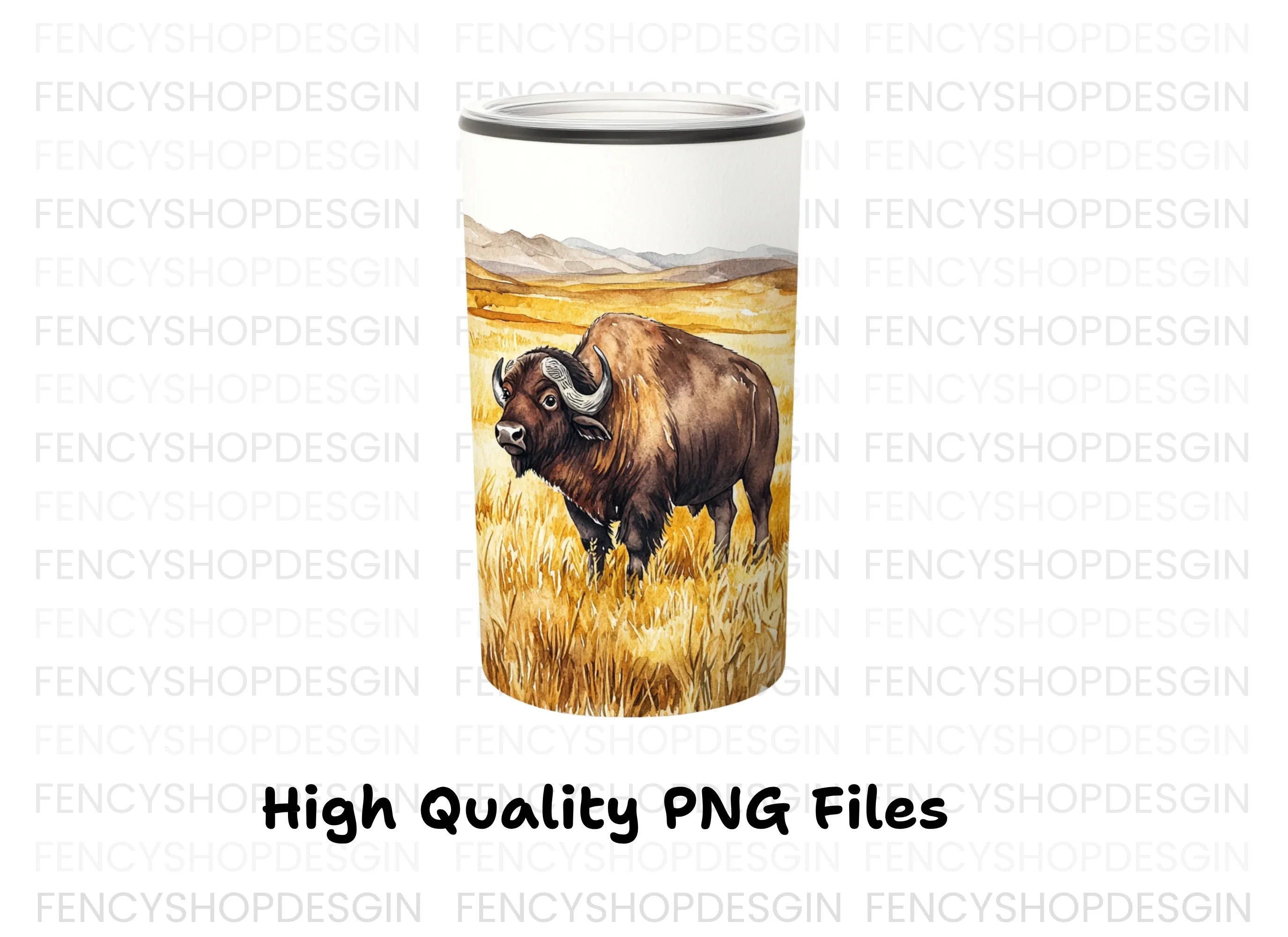 Buffalo in Grassy Field Clipart Bundle