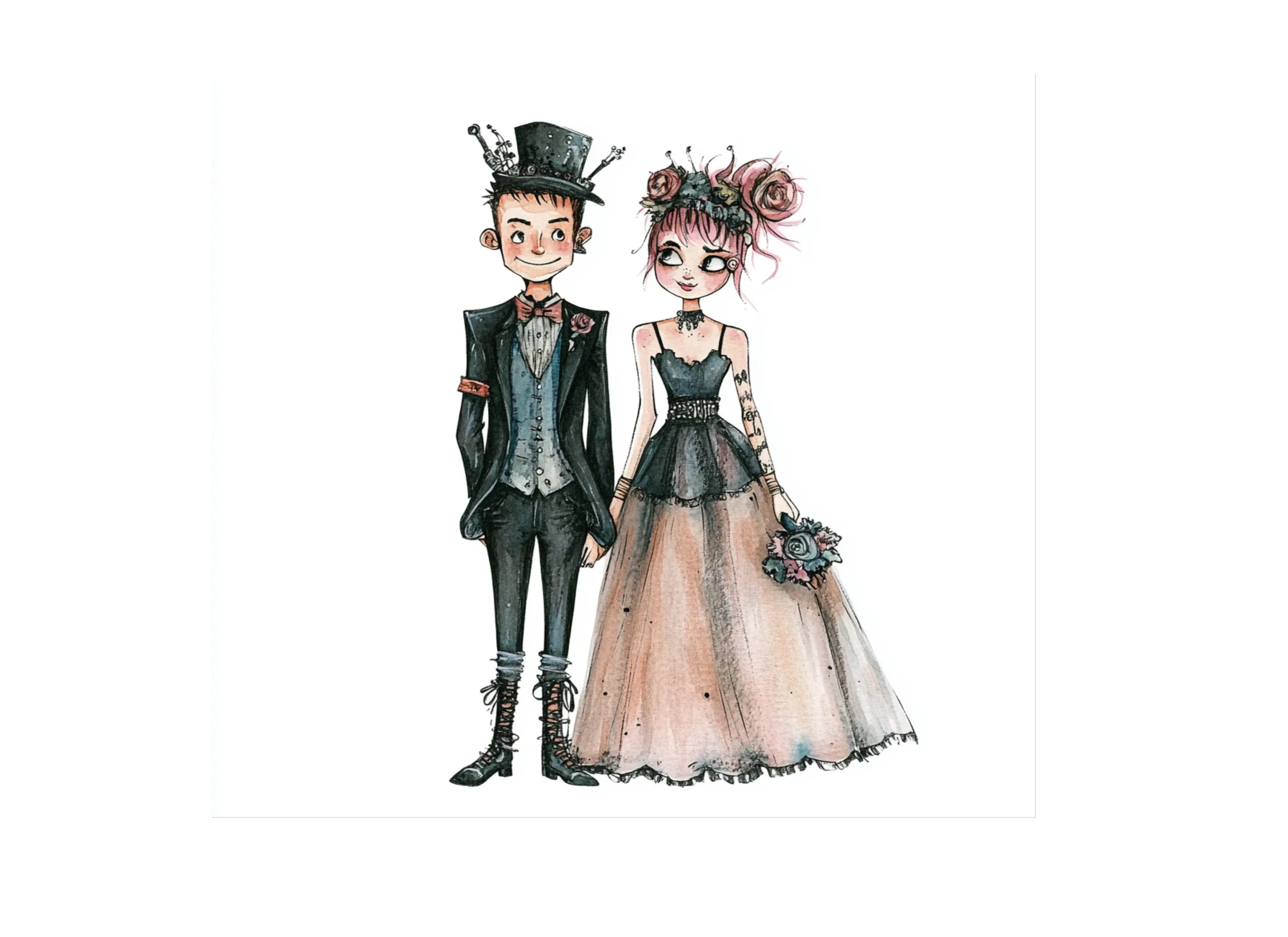 Diverse Wedding Couple Clipart Bundle