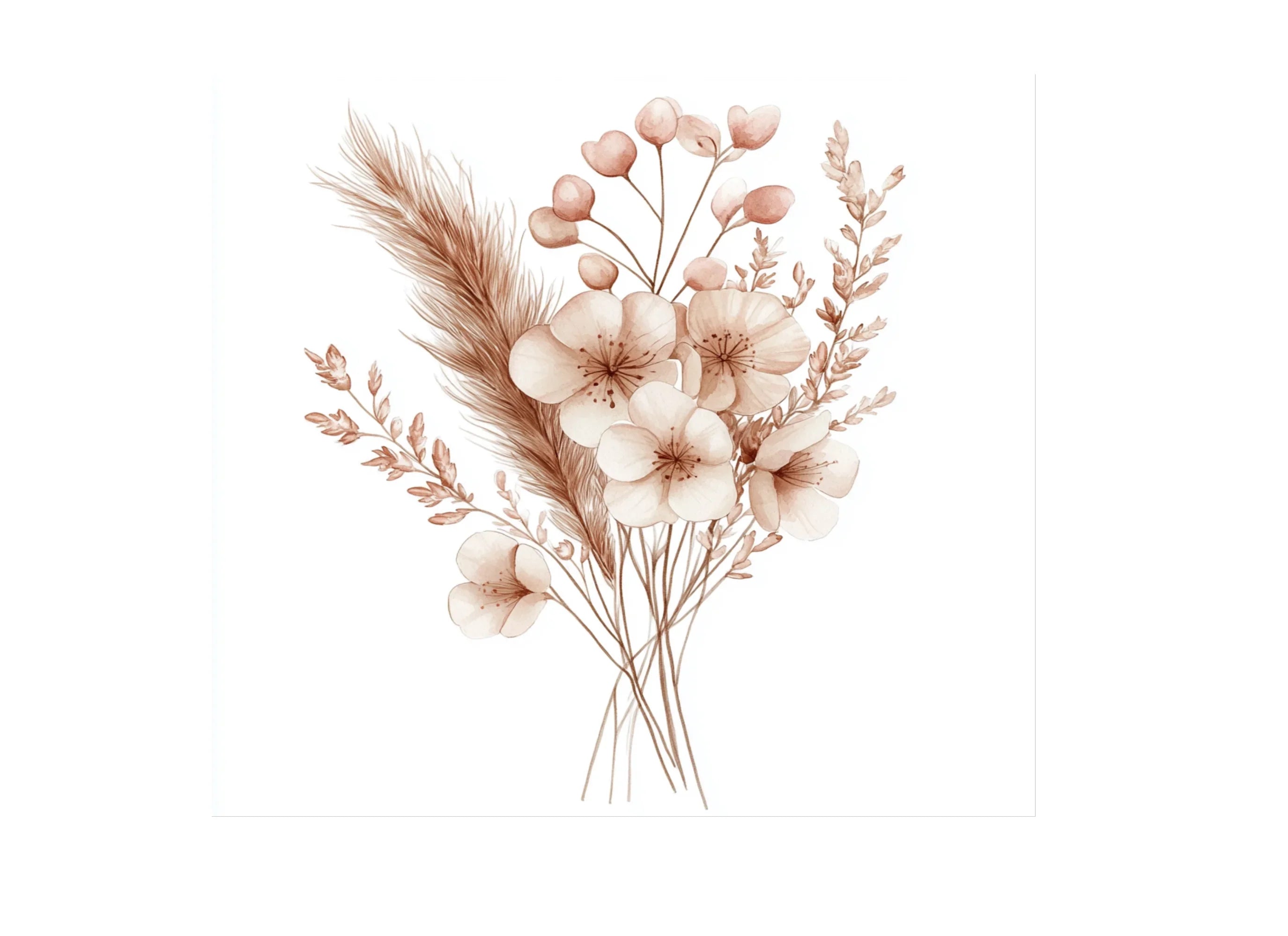 Pampas Grass Floral Clipart Bundle