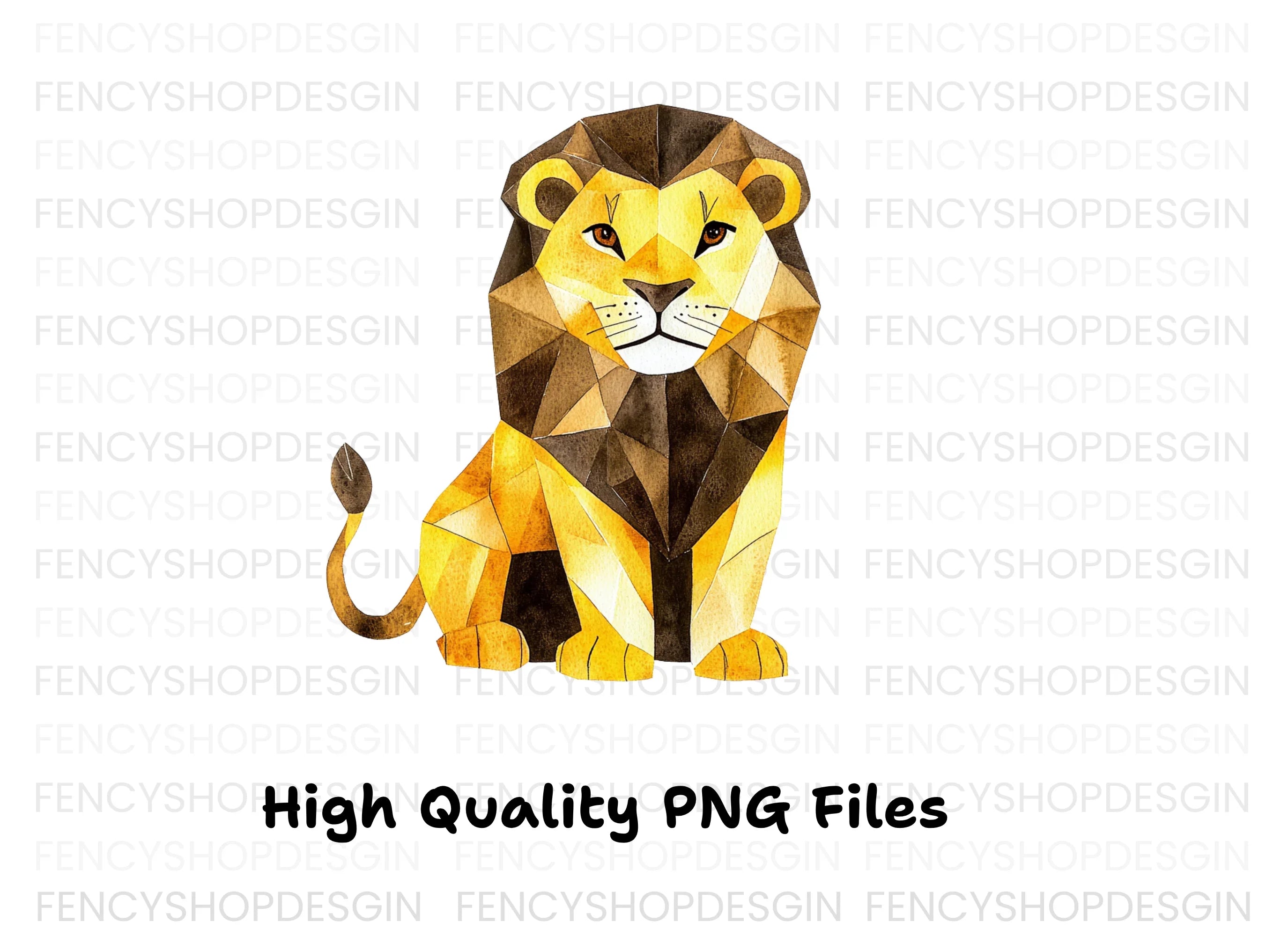 Geometric Lion Illustration Clipart Bundle