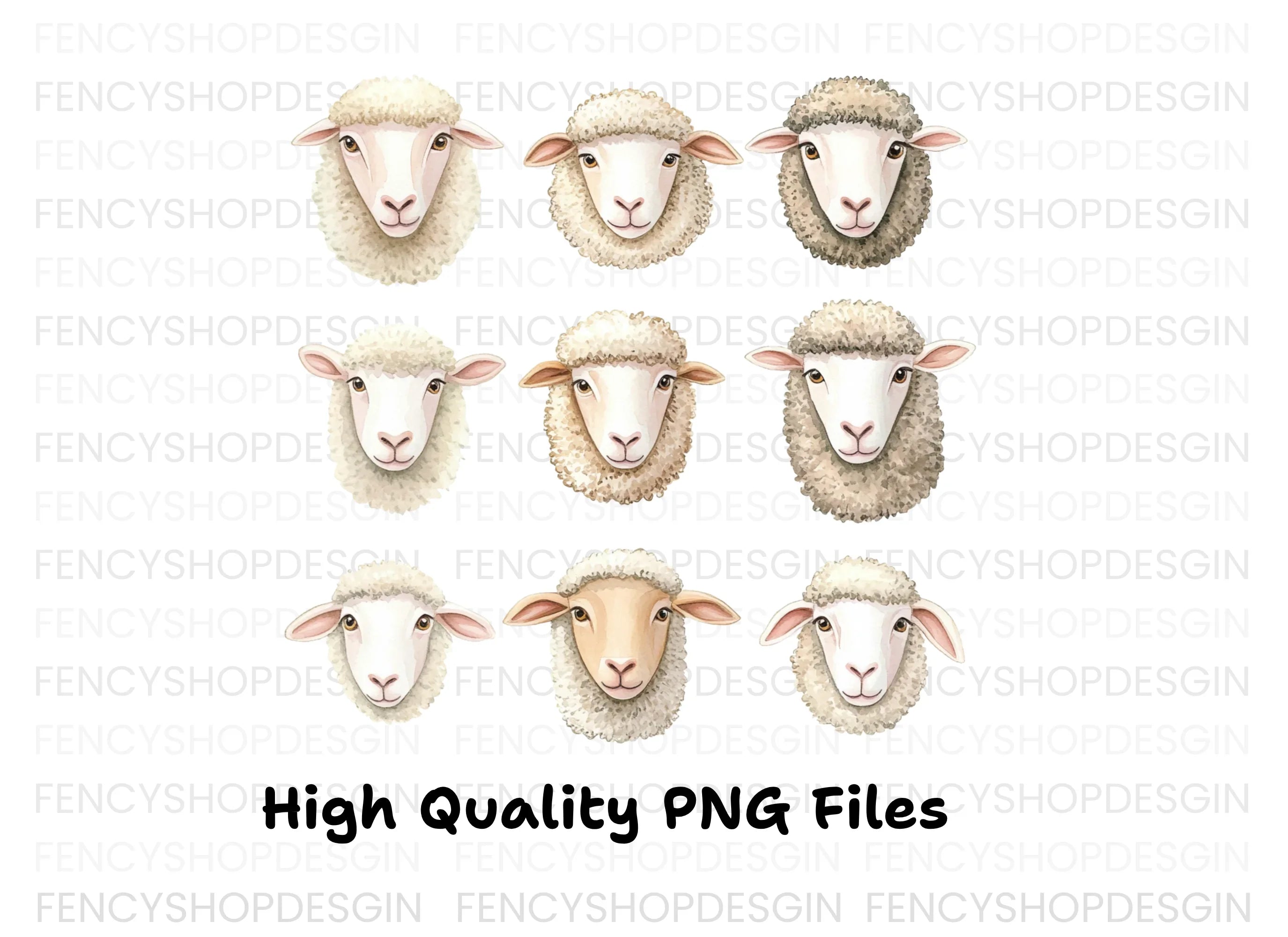 Sheep Faces Clipart Bundle