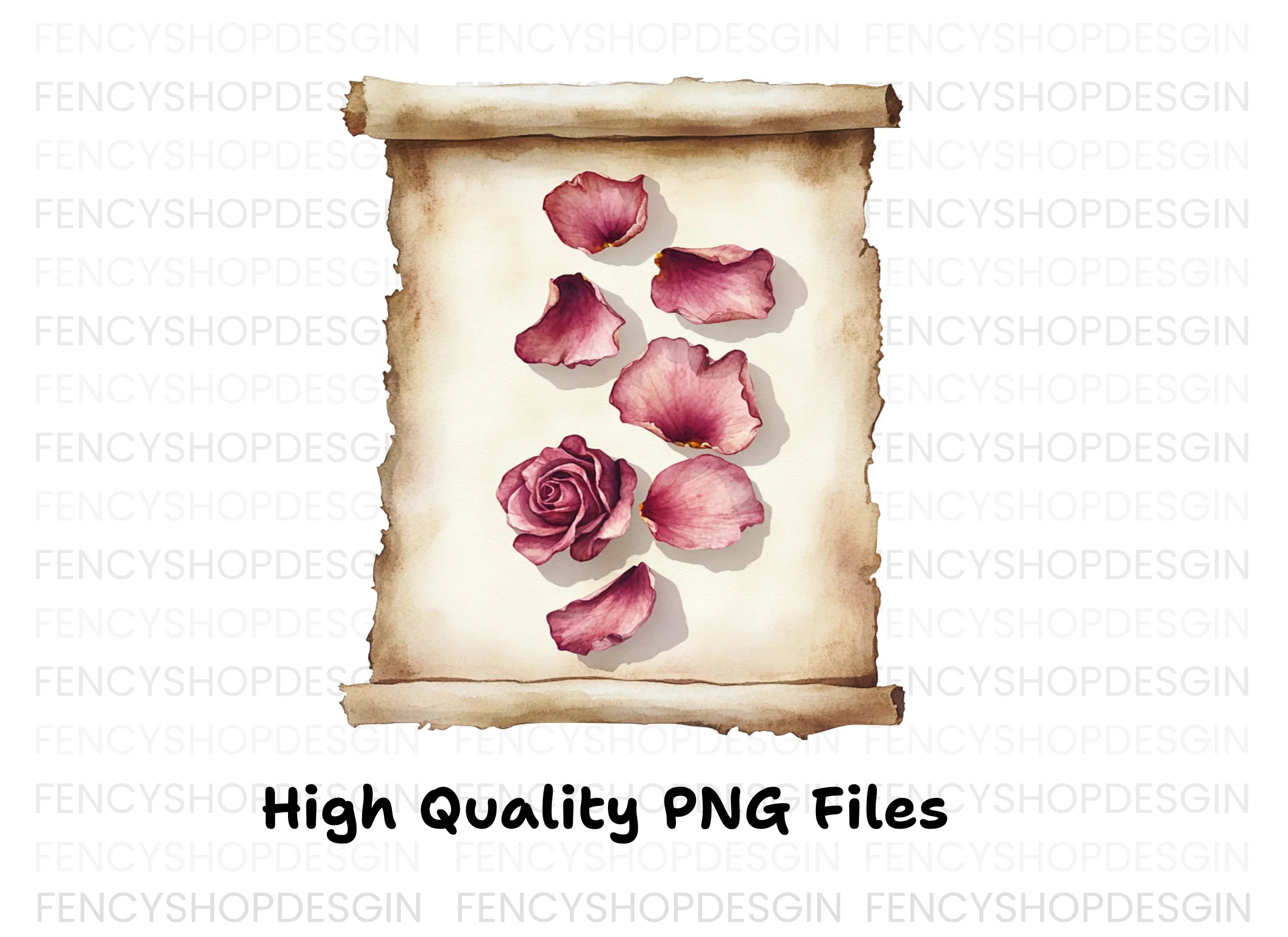 Rose Petals and Scrolls Clipart Bundle
