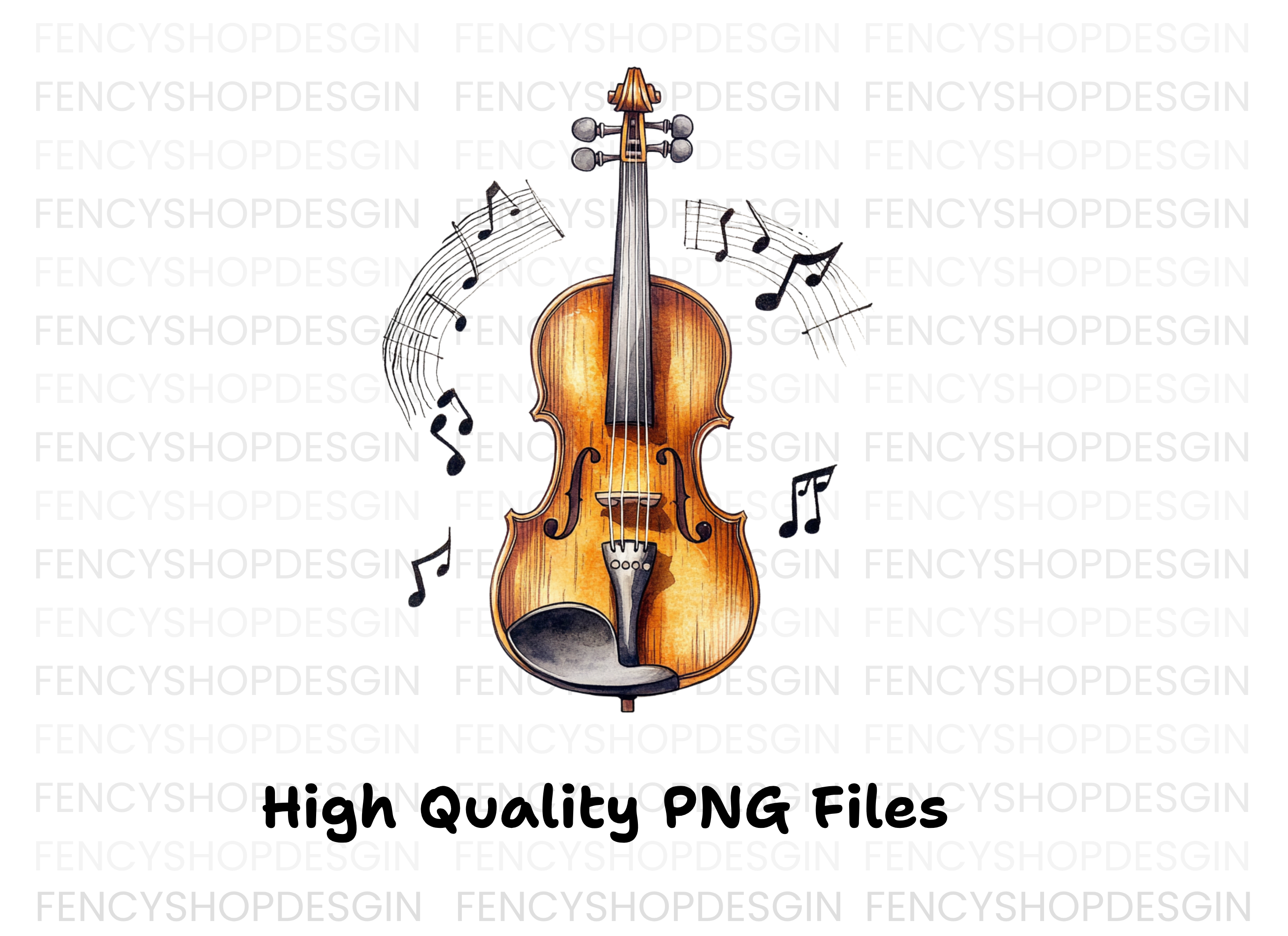 Violin with Musical Notes Clipart Bundle