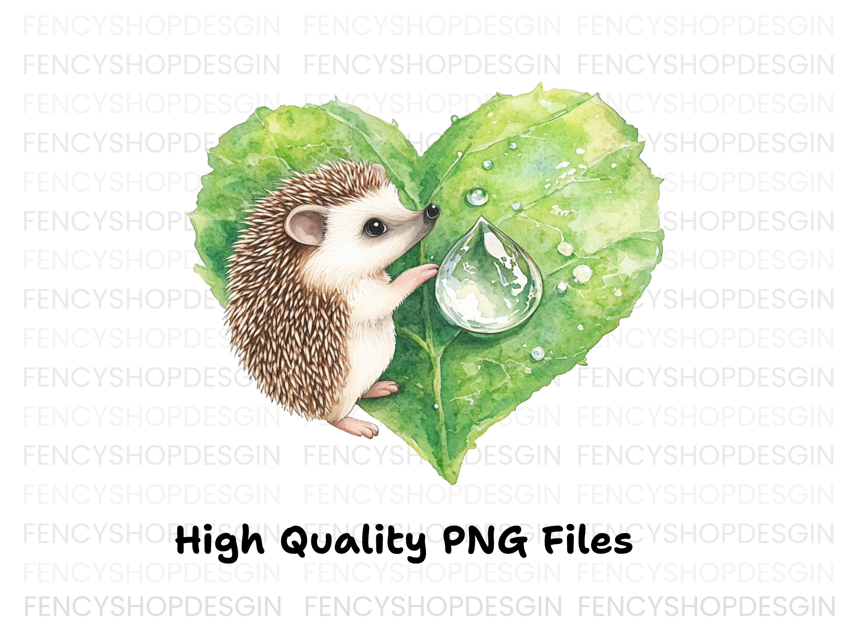 Cute Hedgehogs on Heart Leaves Clipart Bundle
