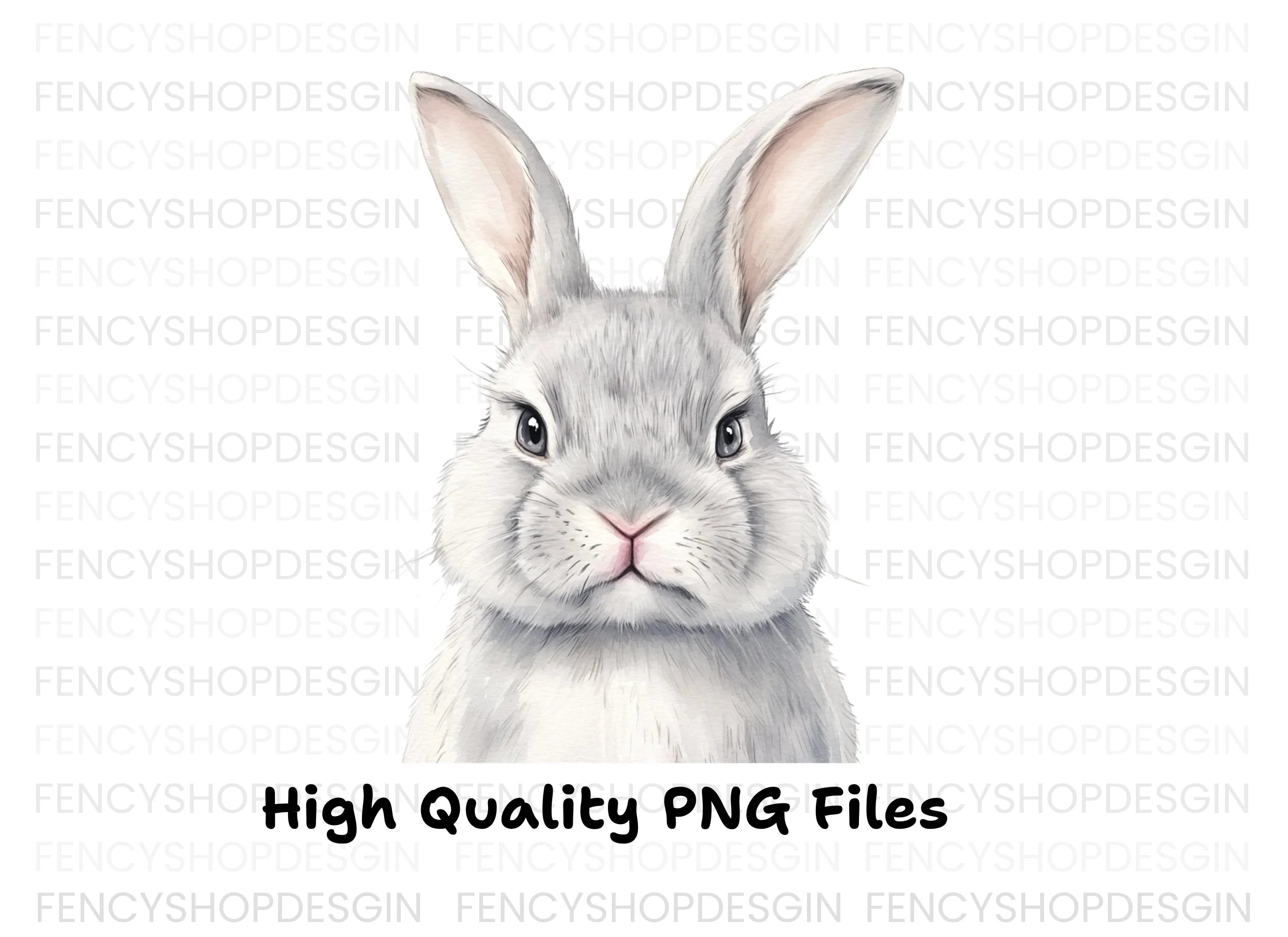 Grumpy Rabbit Faces Clipart Bundle