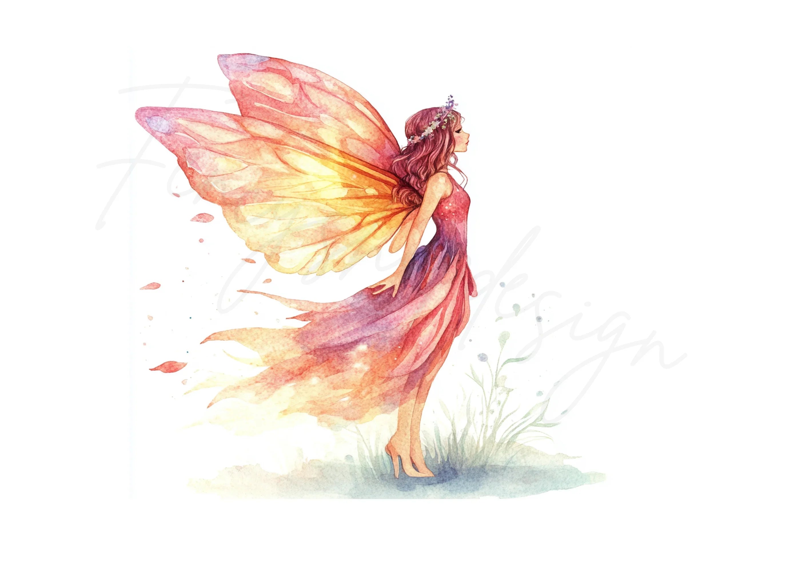 Elegant Red Fairy Clipart Bundle