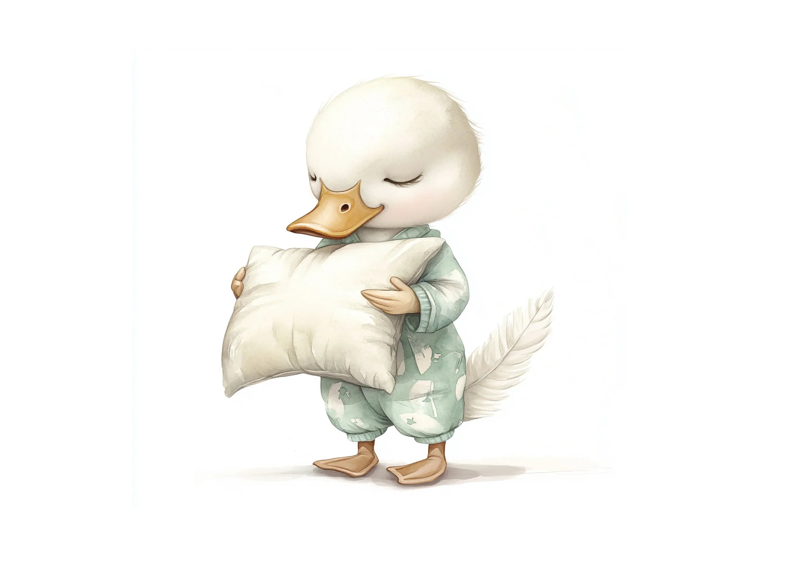 Sleeping Duckling with Pillow Clipart Bundle