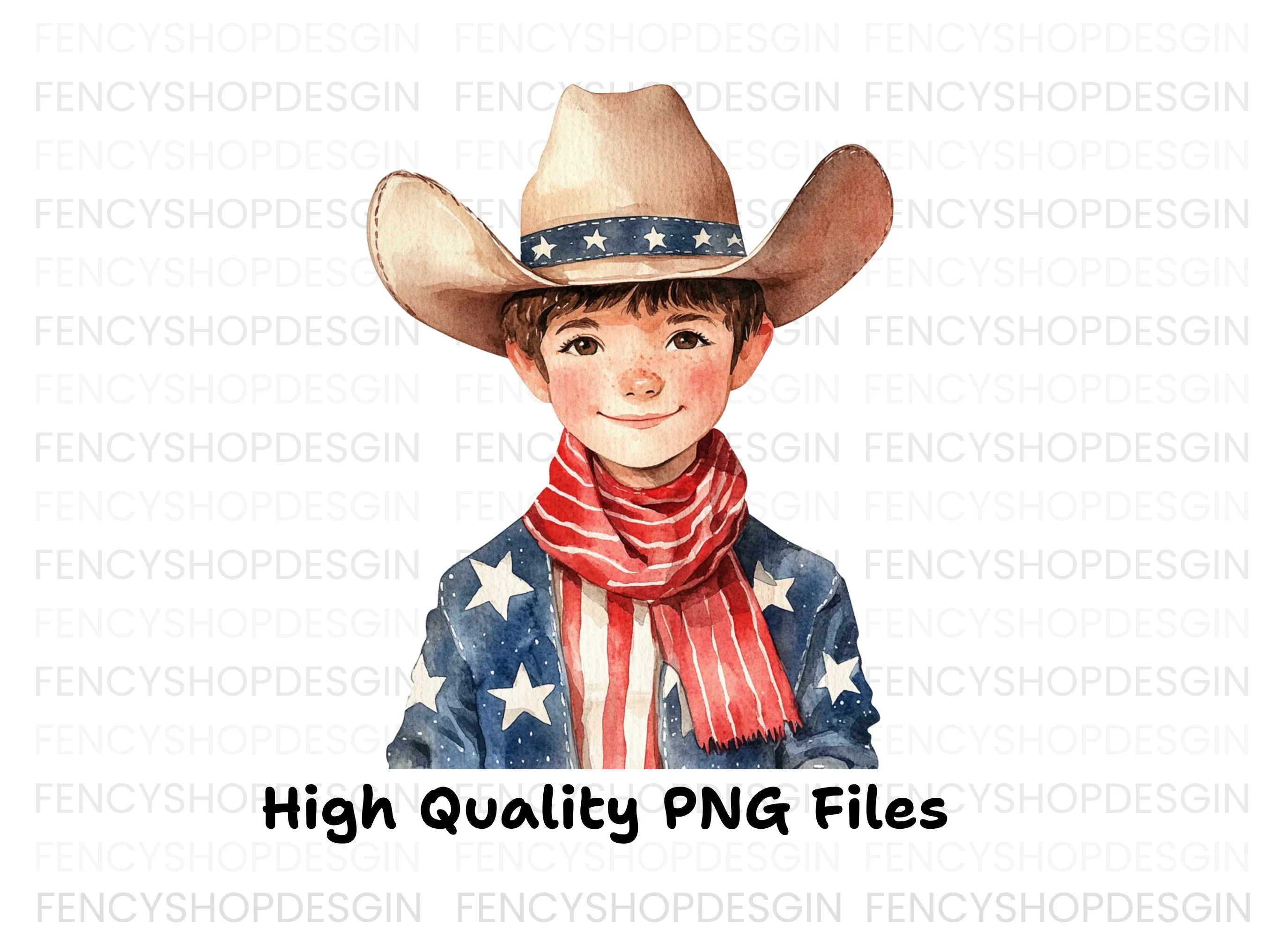 Cute Patriotic Boy Cowboy Clipart Bundle