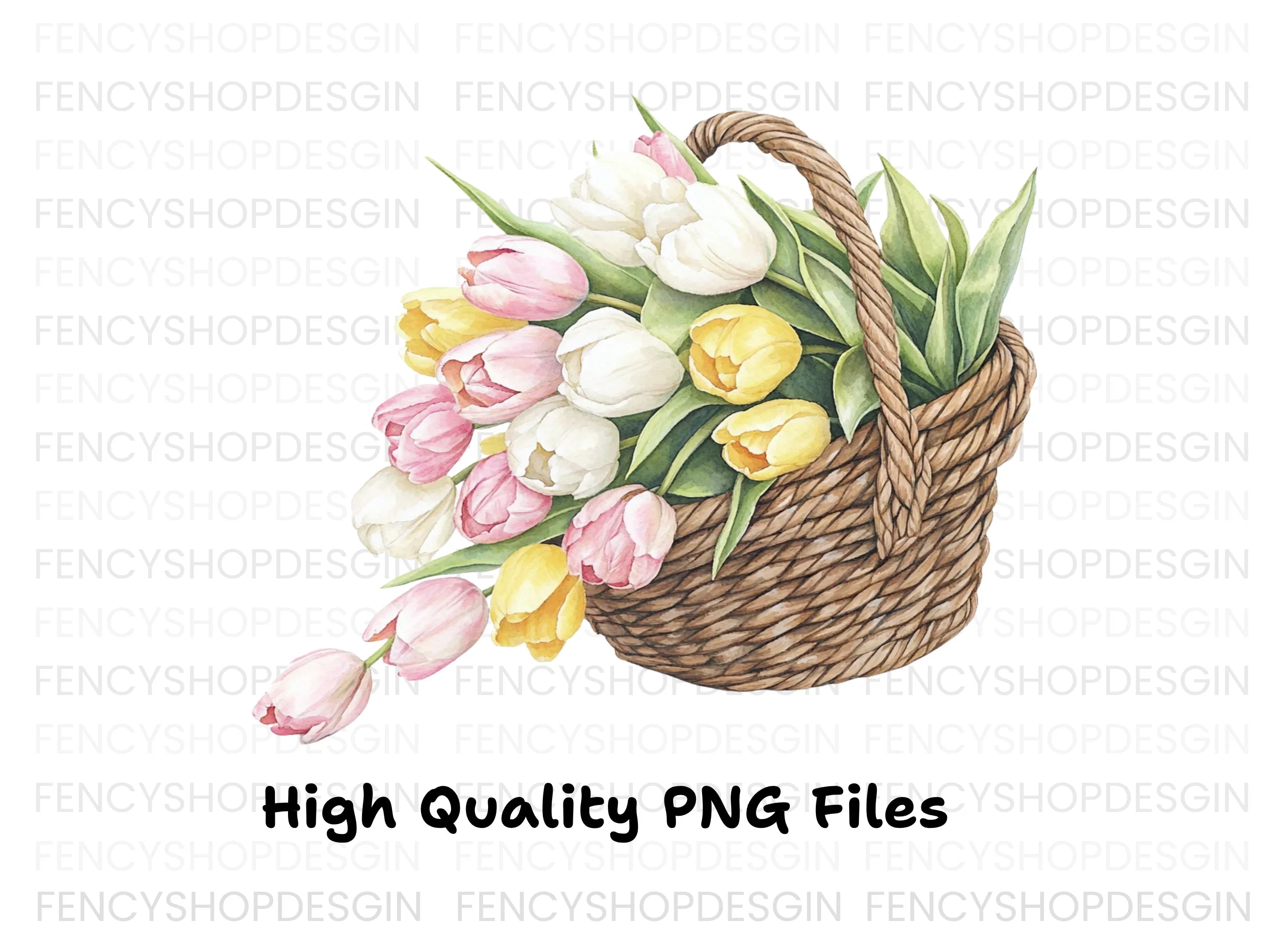 Tulip Baskets Clipart Bundle