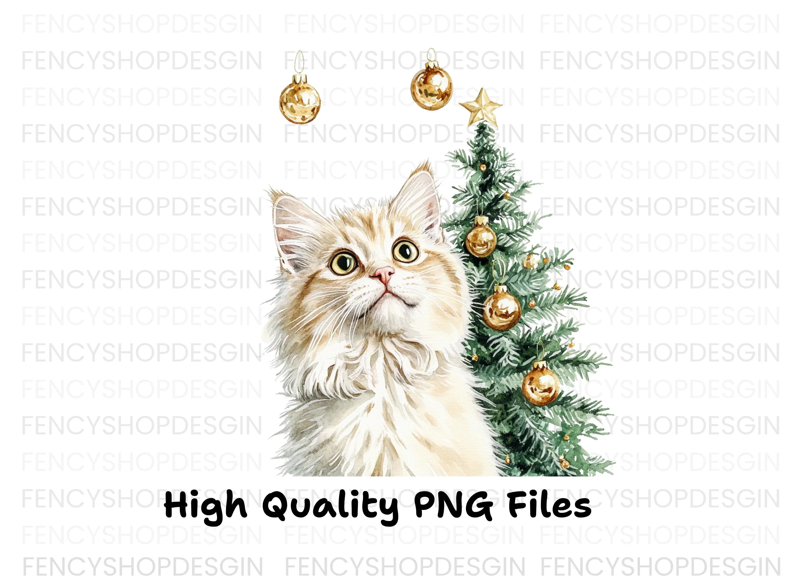 Christmas Cats with Festive Trees Clipart Bundle