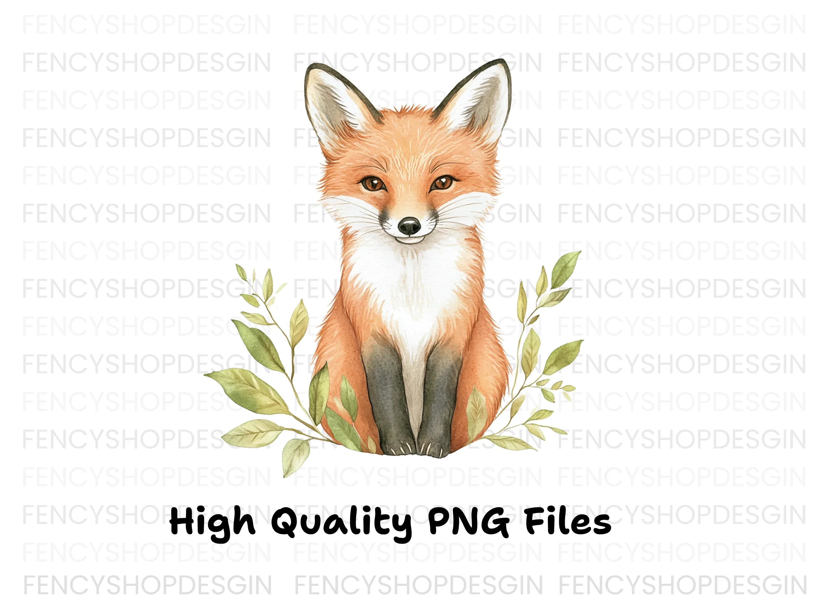 Cute Fox with Leaves Clipart Bundle