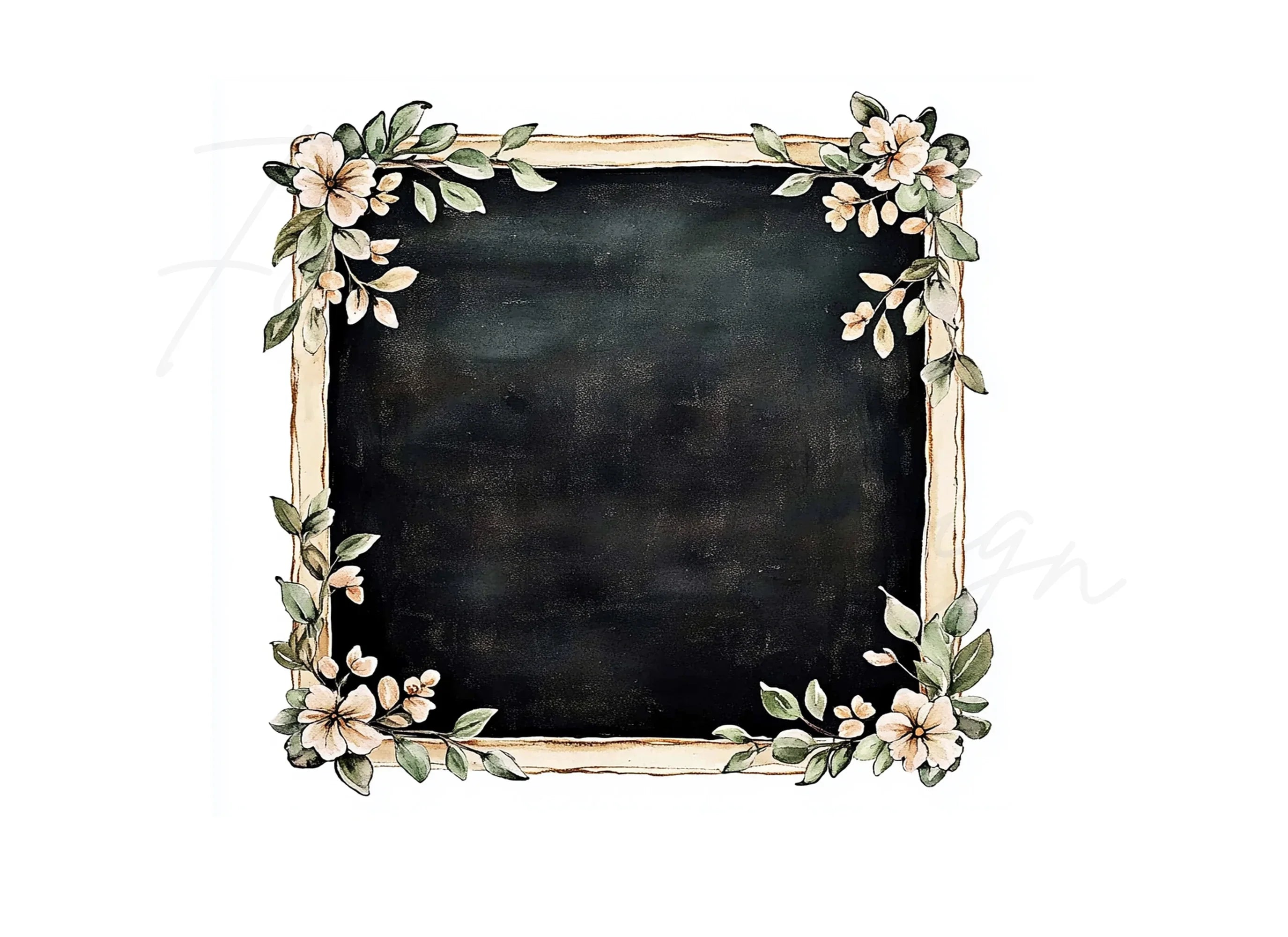 Floral Chalkboard Frame Clipart Bundle