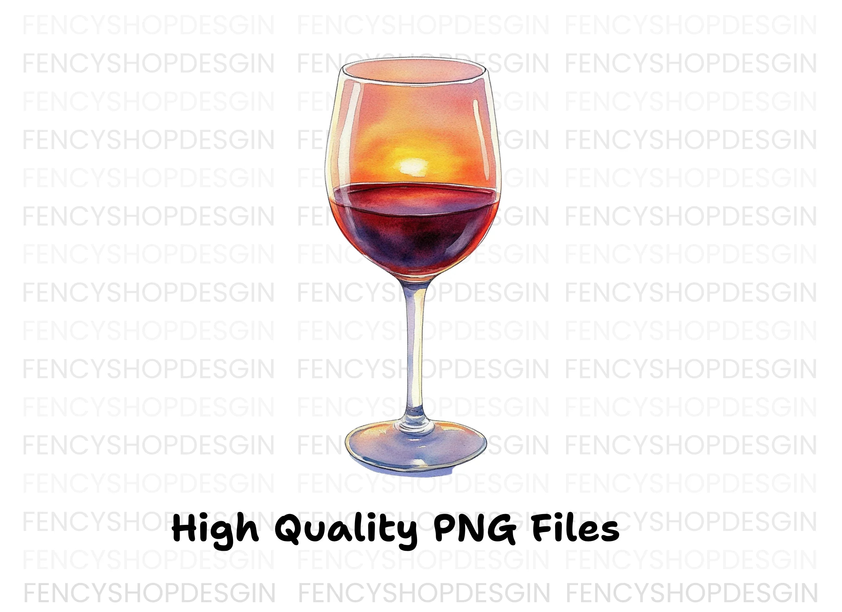 Sunset Reflection Wine Glass Clipart Bundle