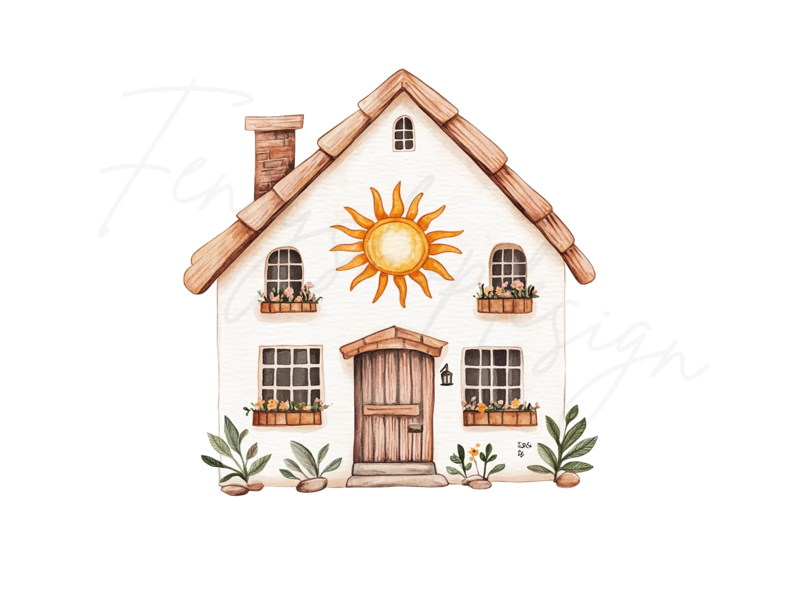 Cozy Boho House Sun Decor Clipart Bundle