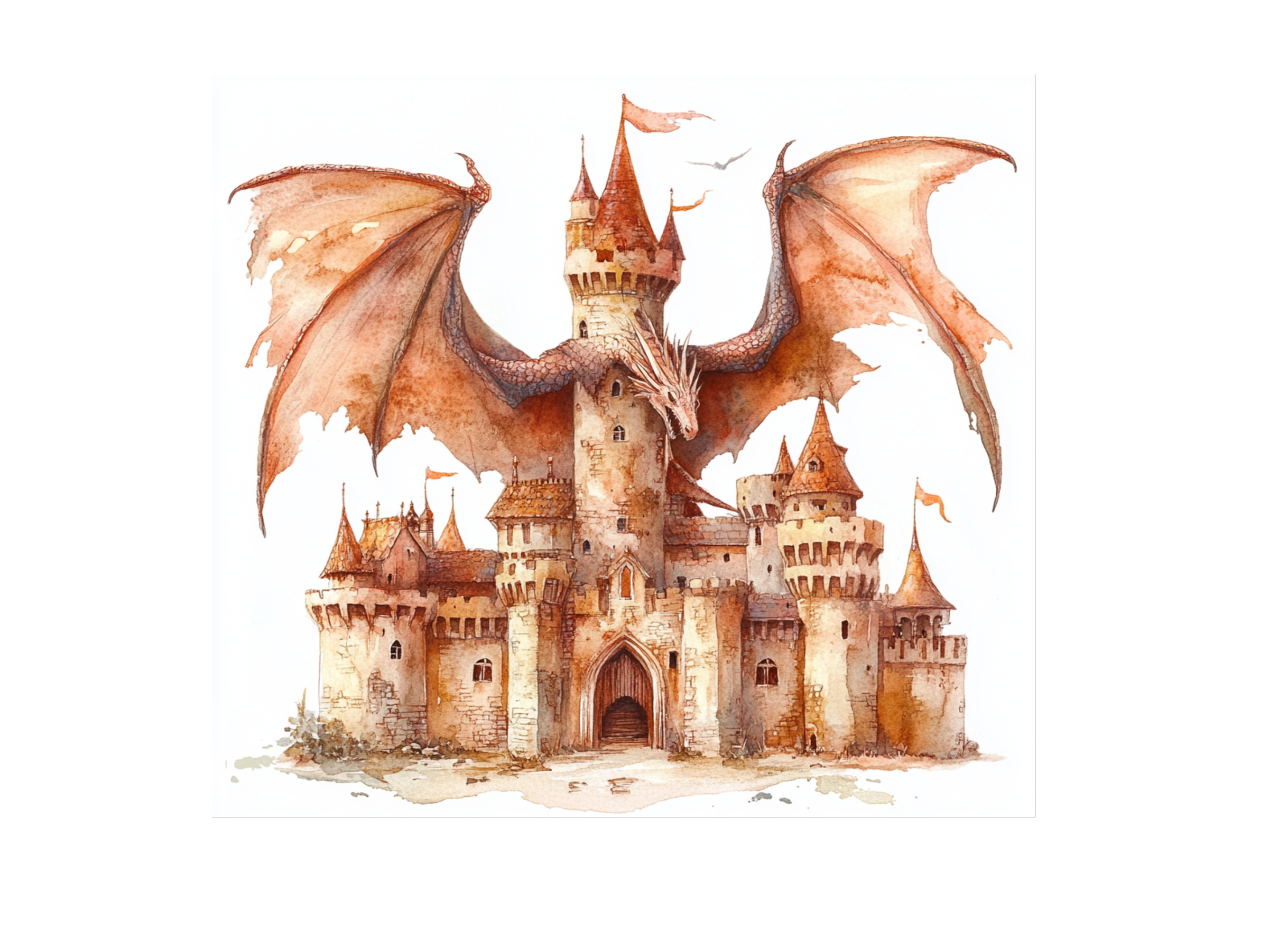 Fantasy Dragon Castle Clipart Bundle