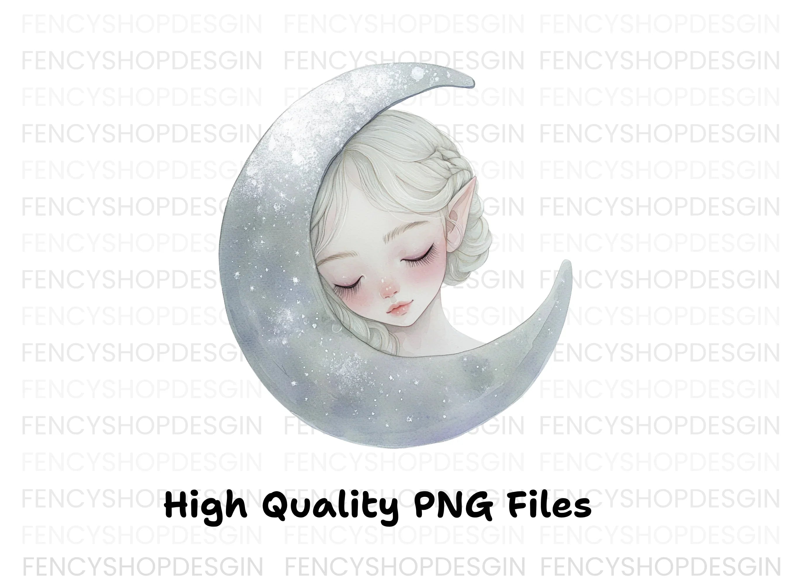 Sleeping Moon Elves Clipart Bundle