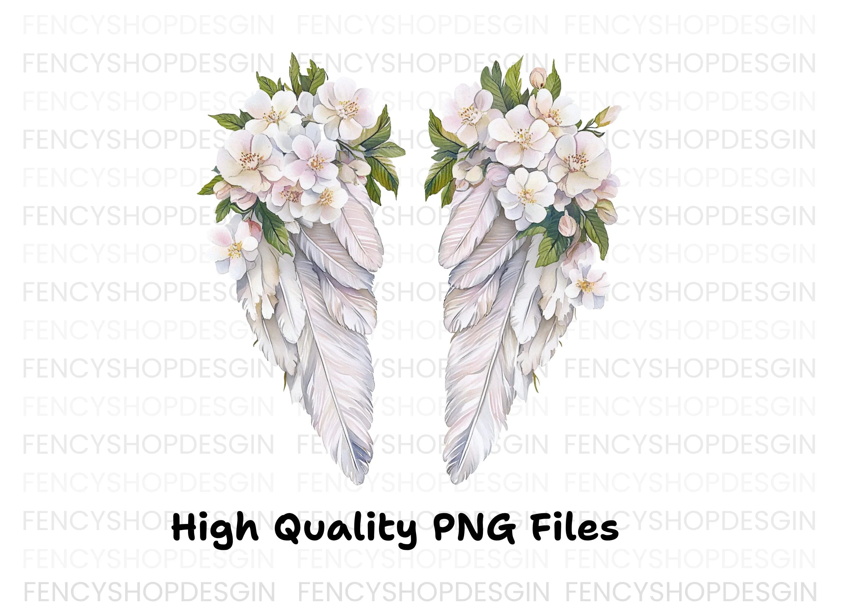 Elegant White Feather Angel Wings Clipart Bundle