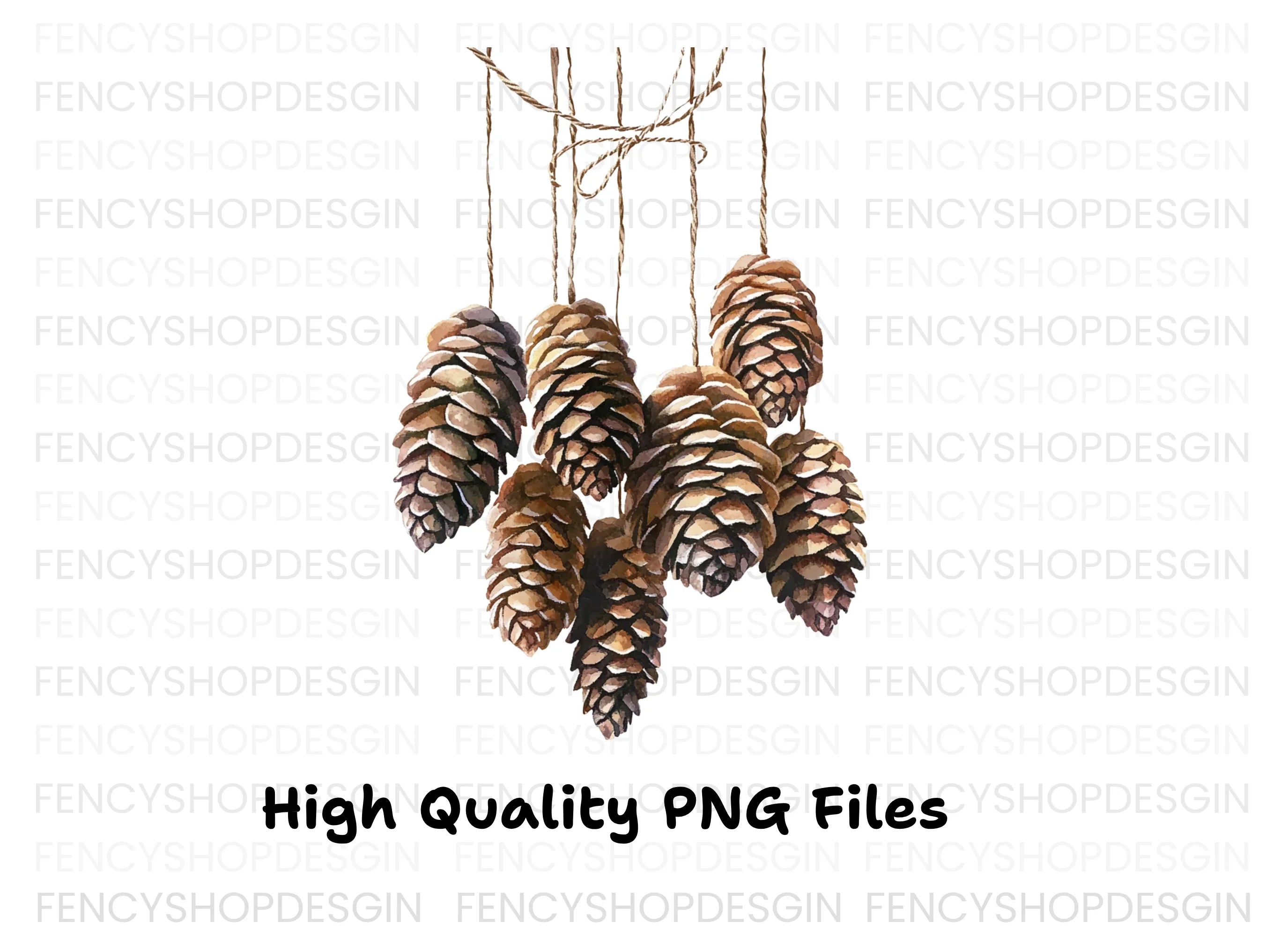Hanging Pine Cones Clipart Bundle