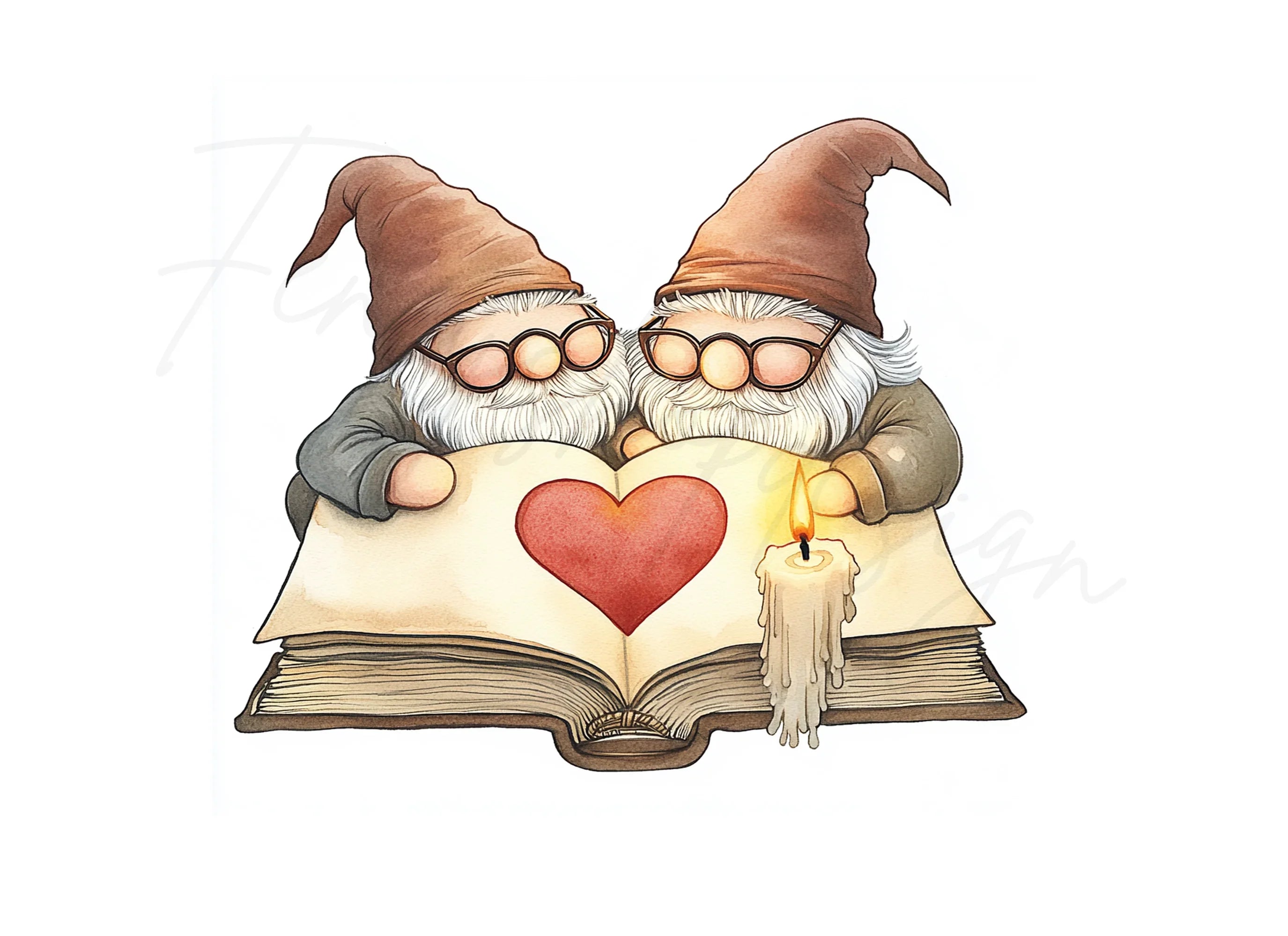 Gnome Couple Love Story Clipart Bundle