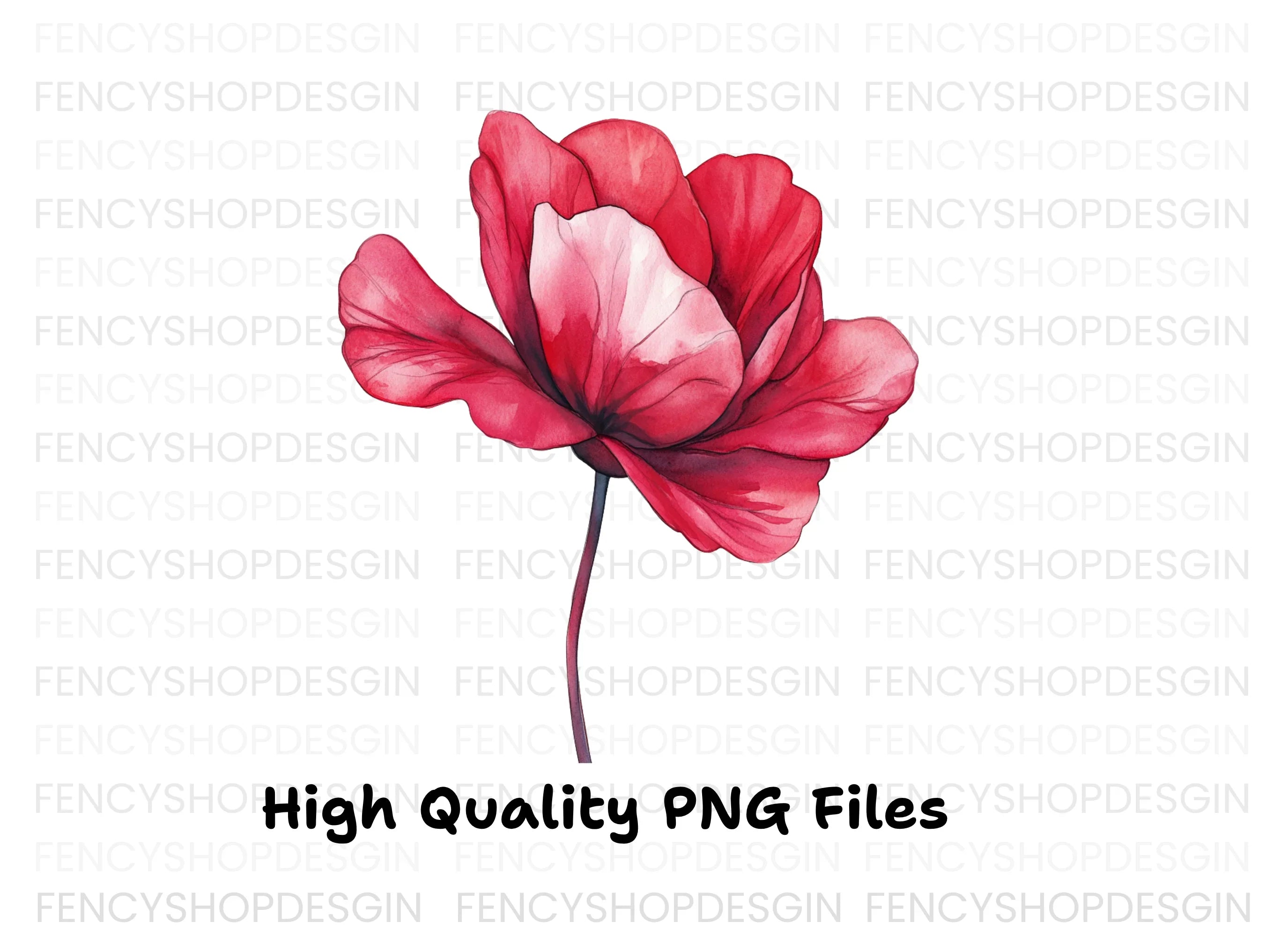 Vibrant Red Flower Clipart Bundle