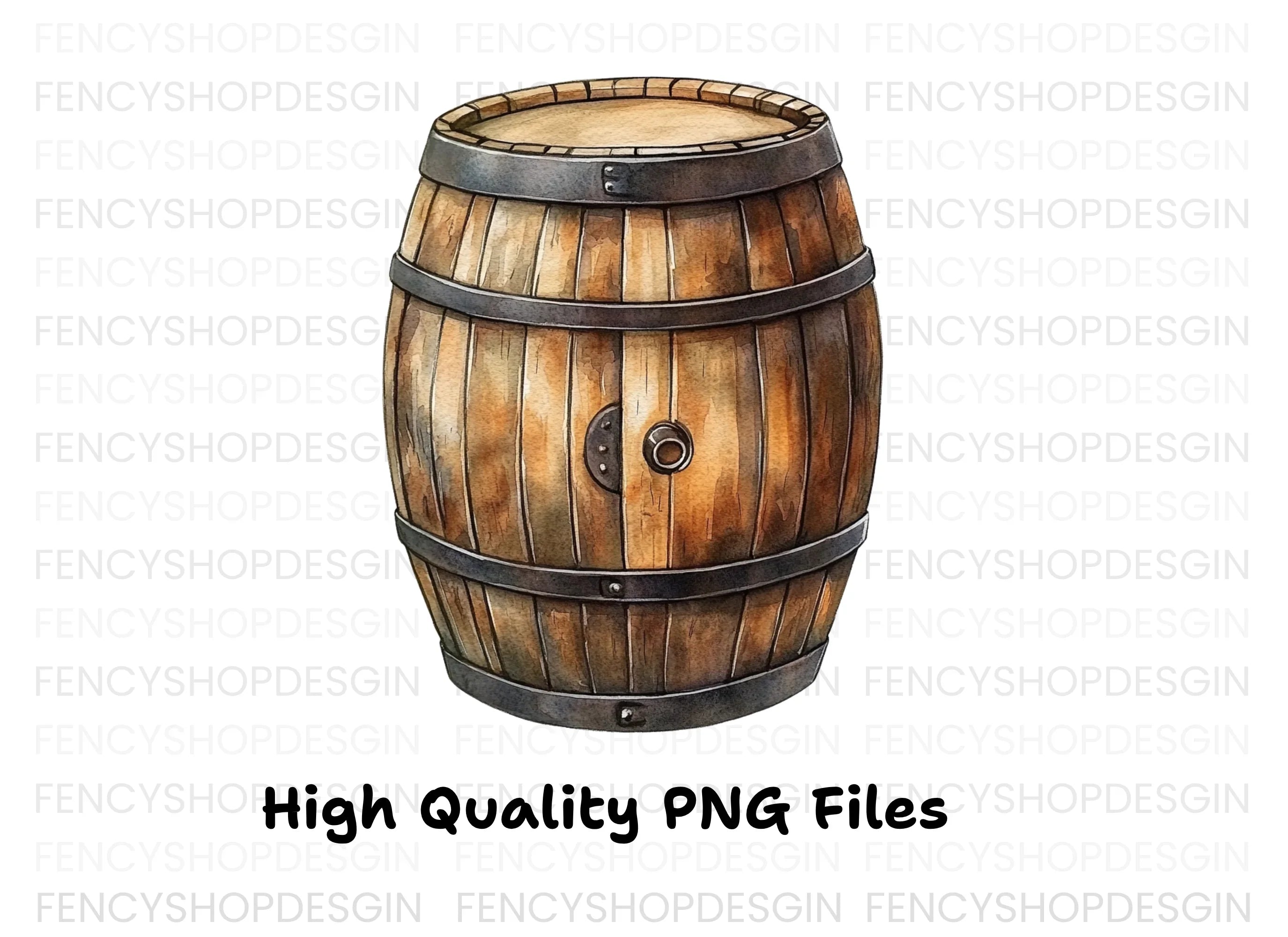 Rustic Wooden Barrels Clipart Bundle