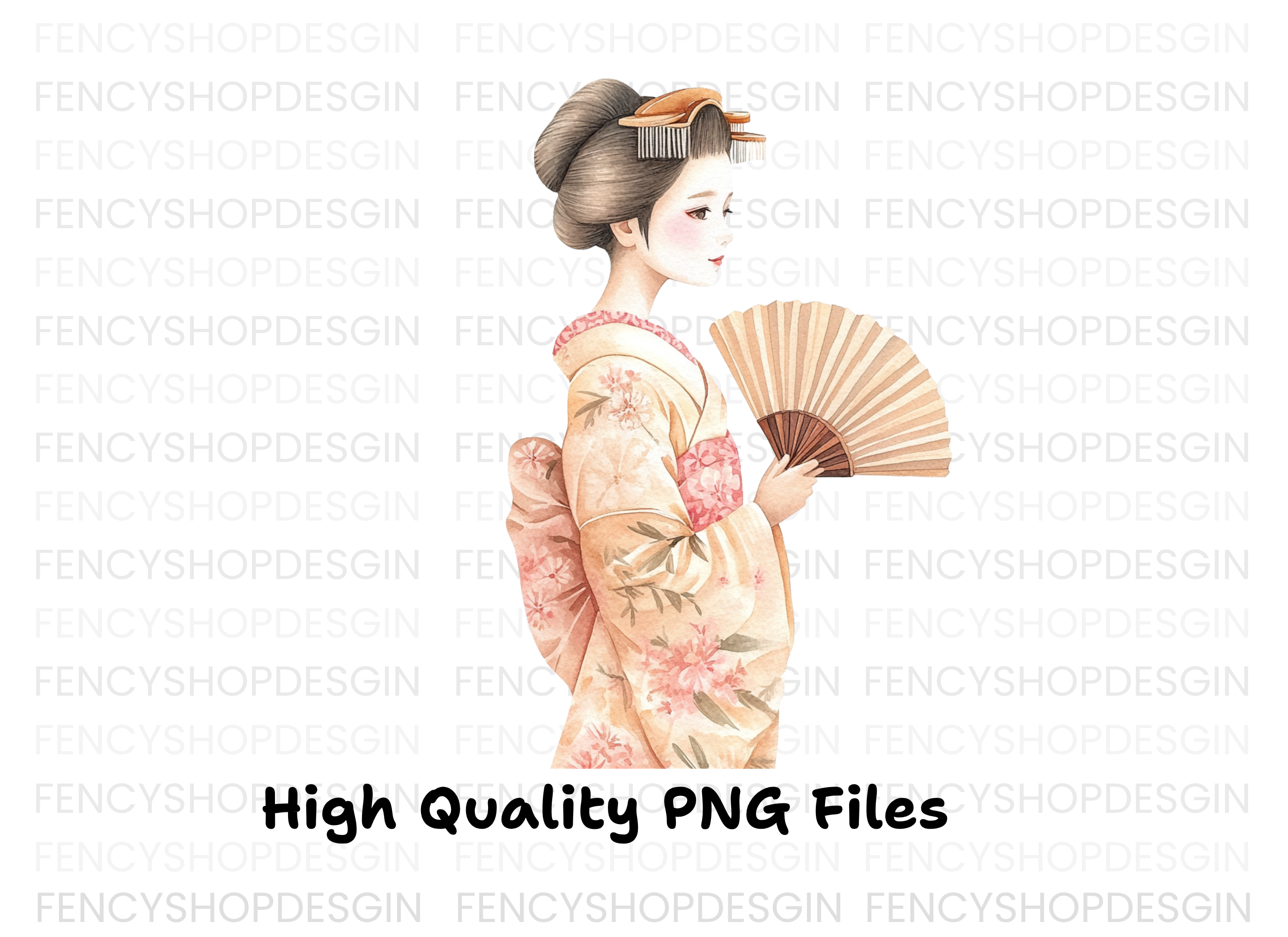 Elegant Japanese Geisha Clipart Bundle