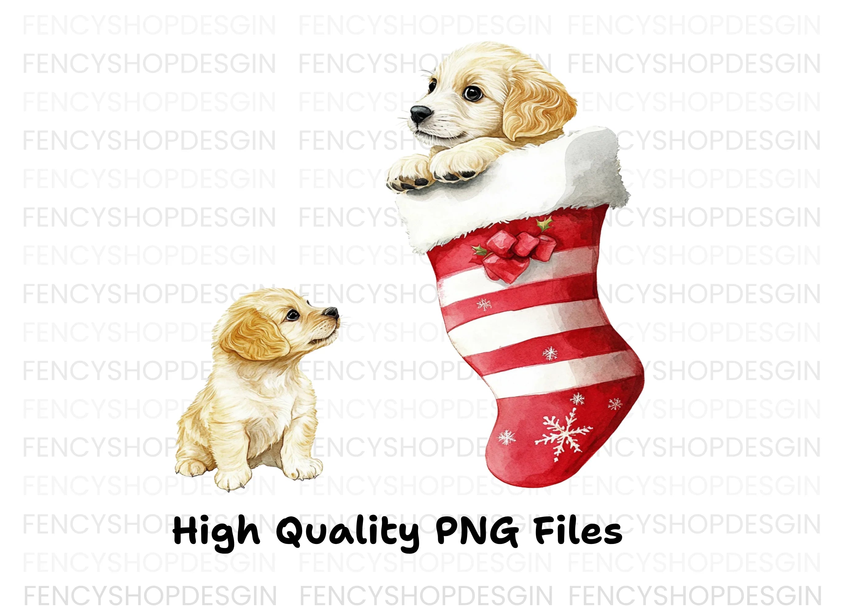 Golden Retriever Puppies Christmas Clipart Bundle