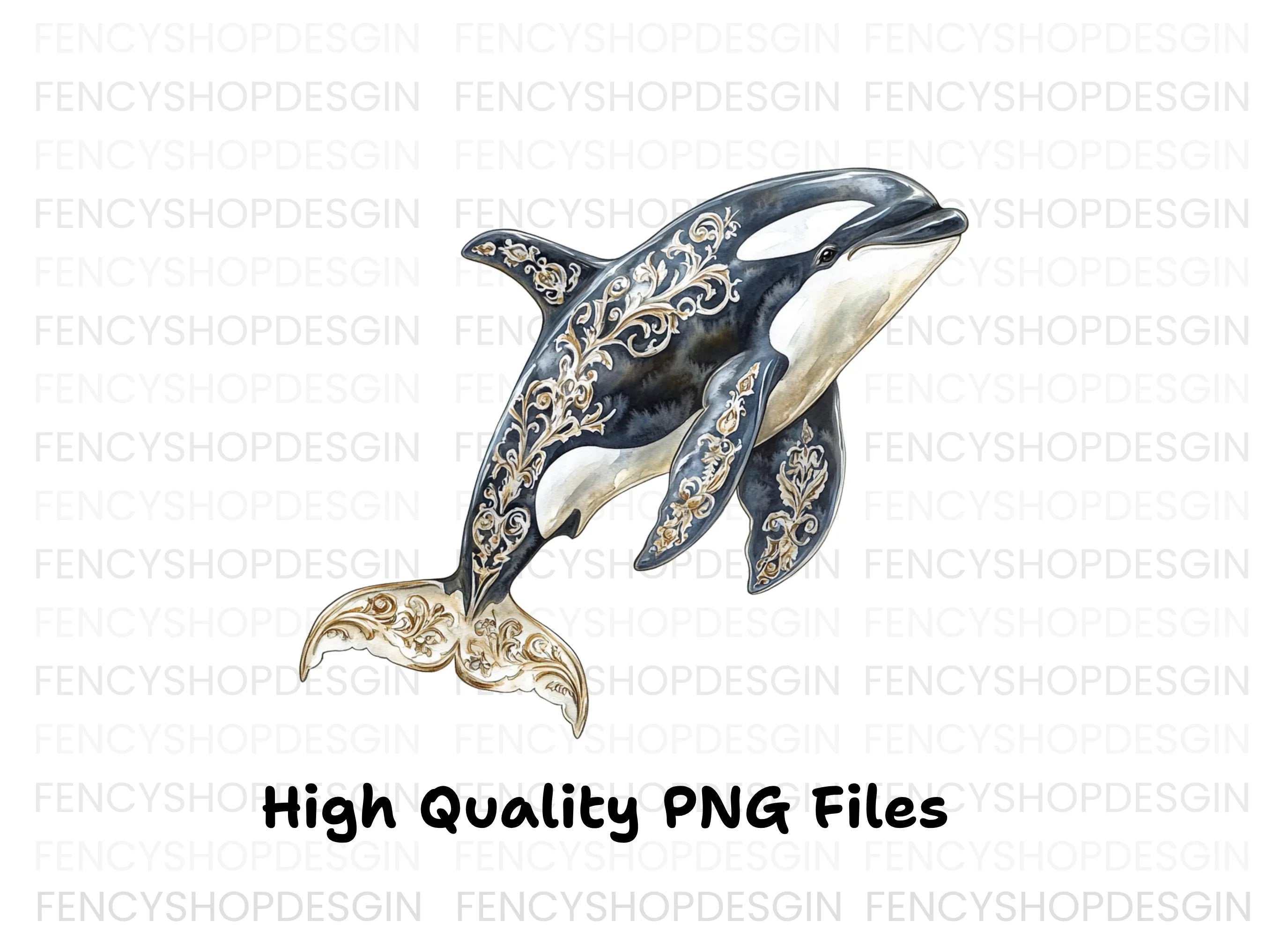 Elegant Orca Whale Clipart Bundle