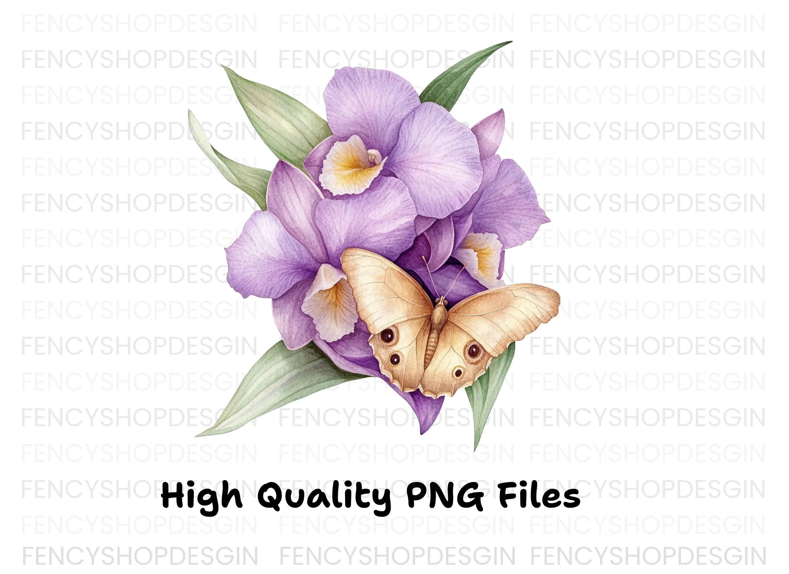 Orchid Butterfly Clipart Bundle