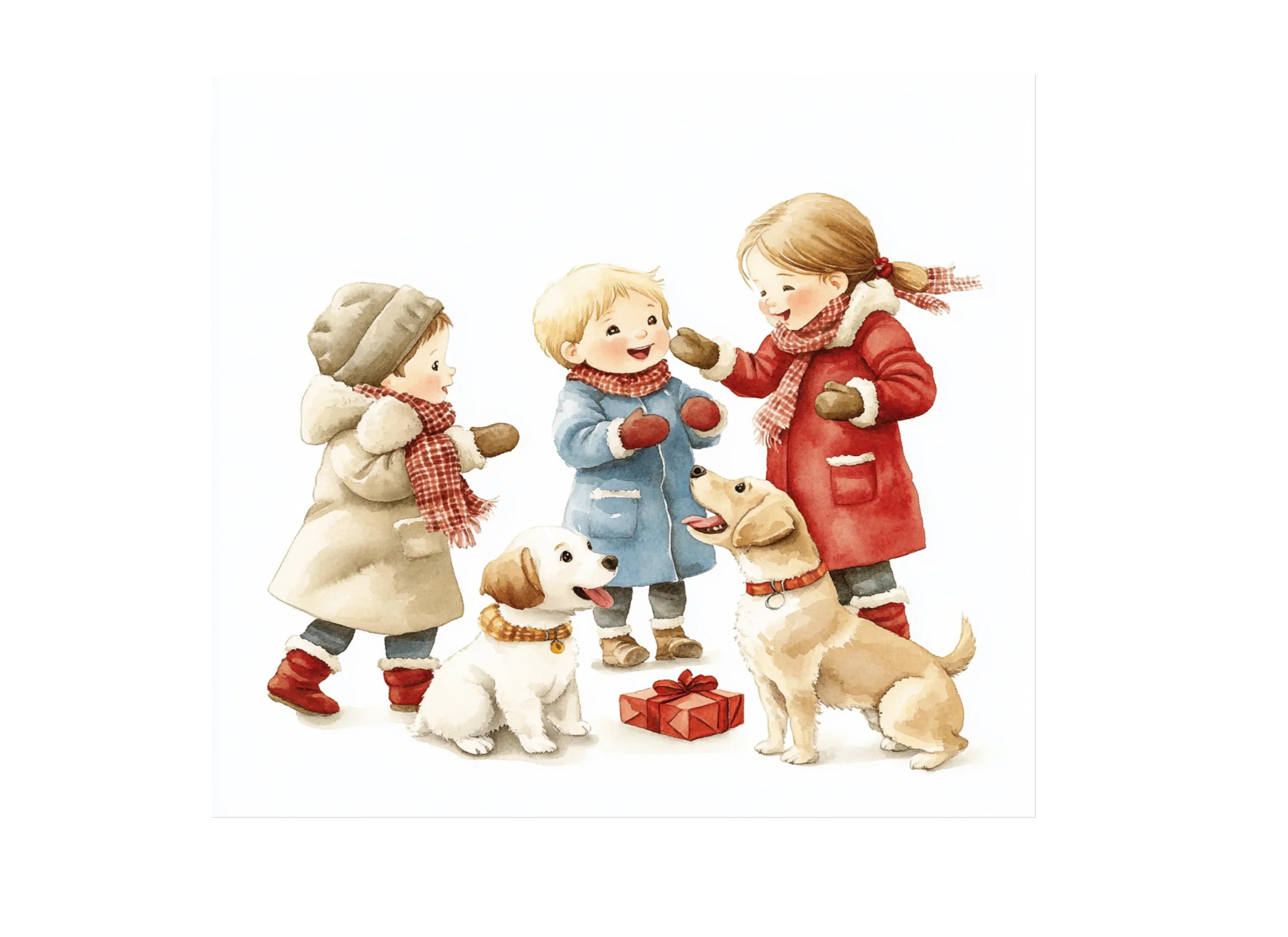 Kids and Dogs Winter Christmas Clipart Bundle